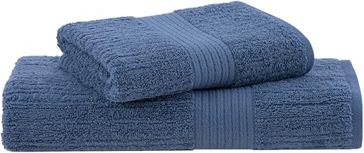 Buddemeyer Jogo de Toalhas Fio Penteado Canelado Gigante Azul 2 Peças