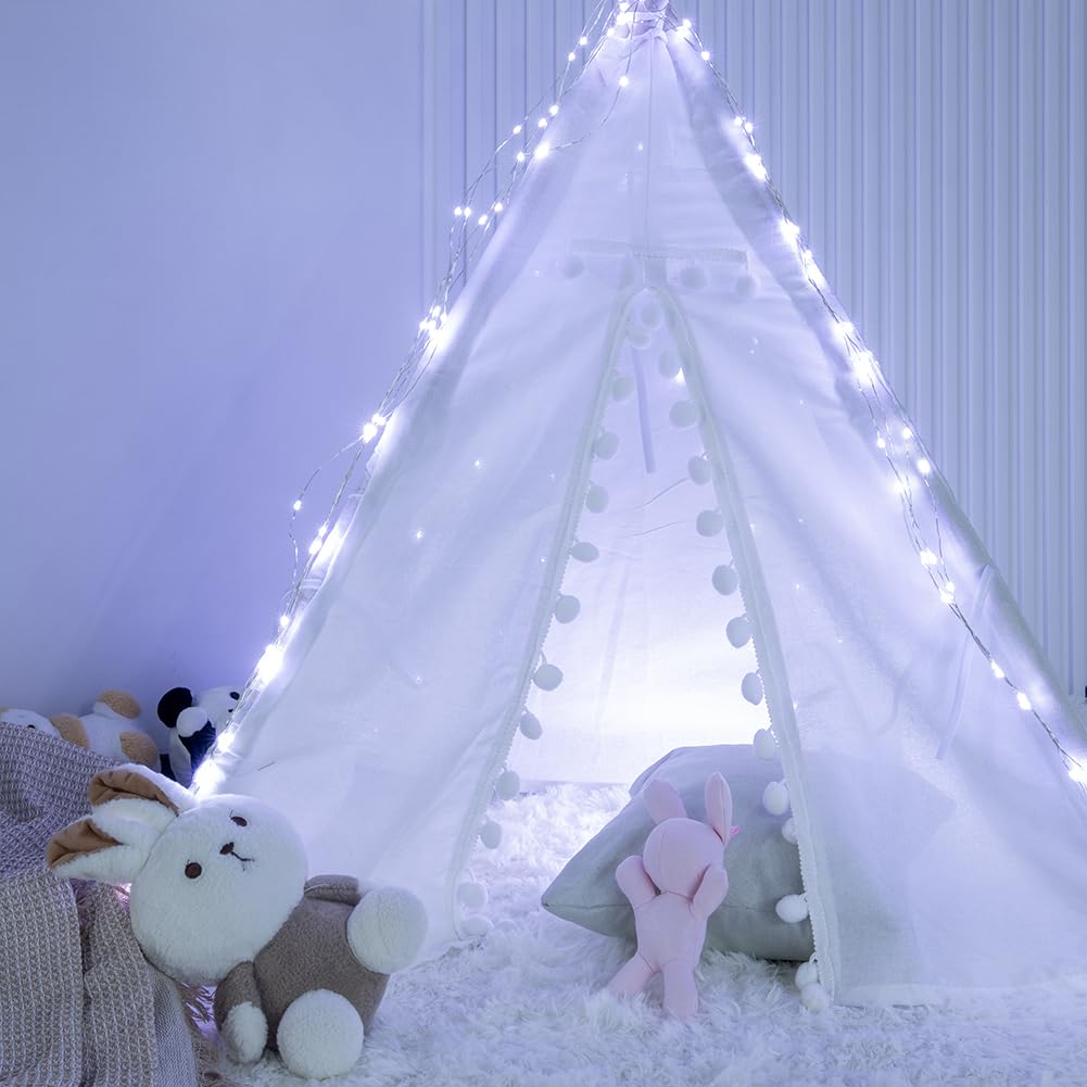 Catena Luminosa Bianca Fredda da 30m, LED a Spina su Filo d'Argento con 300 LED, 8 Modalità per Matrimonio, Interni ed Esterni, Albero di Natale, Patio, Portico e Decorazione da Giardino