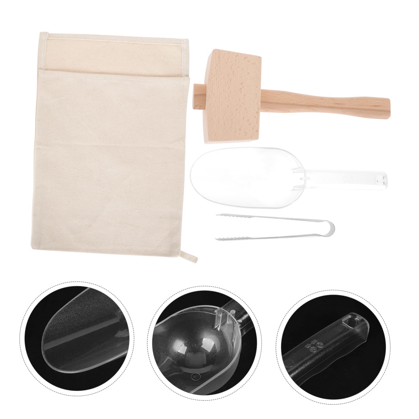 Juego de Mazo para Hielo Picado Bolsa, Madera y Plástico | 1 Set Plegable, Hierro y Tela, para Bar y Restaurante, No se Deforma Rompe Fácilmente