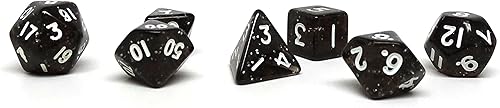 Mini colección de dados poliédricos de 0.394 pulgadas - Incluye un D20, D12, D10, D8, D6, D4 y D00 (brillo oscuro)