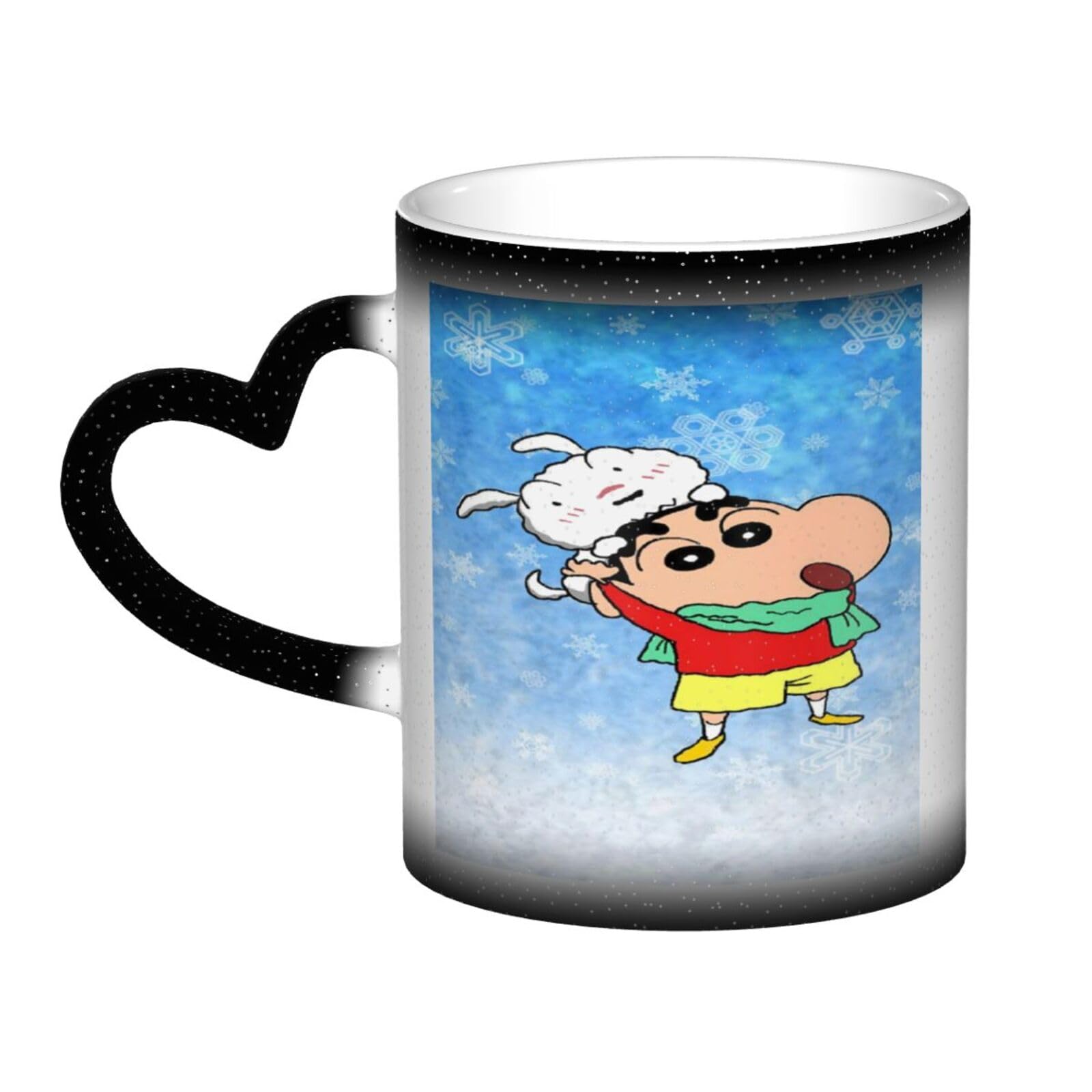 YINGD （Anime Crayon Shin-chan ） Coffee Mugs Color Change,330ml,Ceramic with Plant Patterns Fresh Coffee Mugs for Girls Gifts Suitable for Cappuccillo, Milk Use