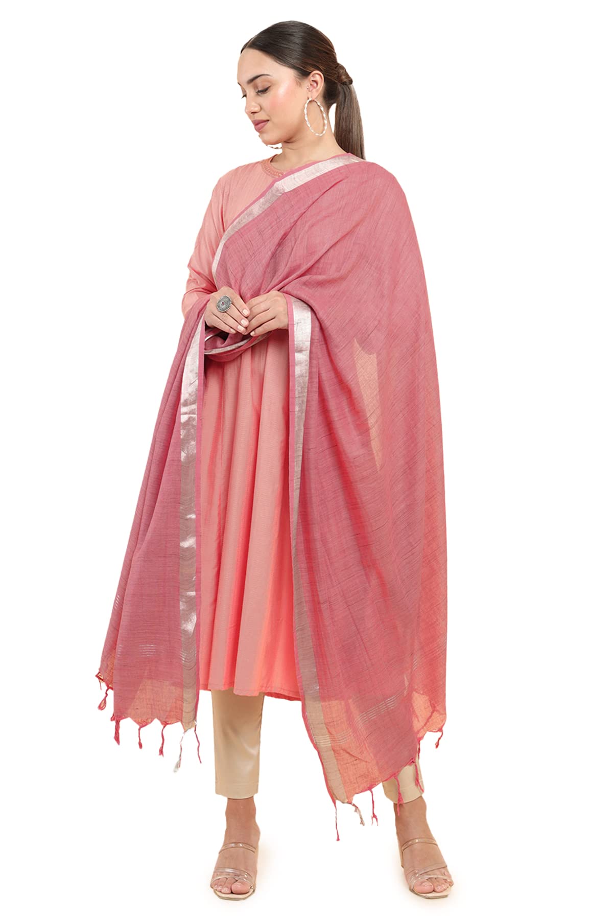 soch Women Green Cotton Blend Solid Dupatta-picture-20