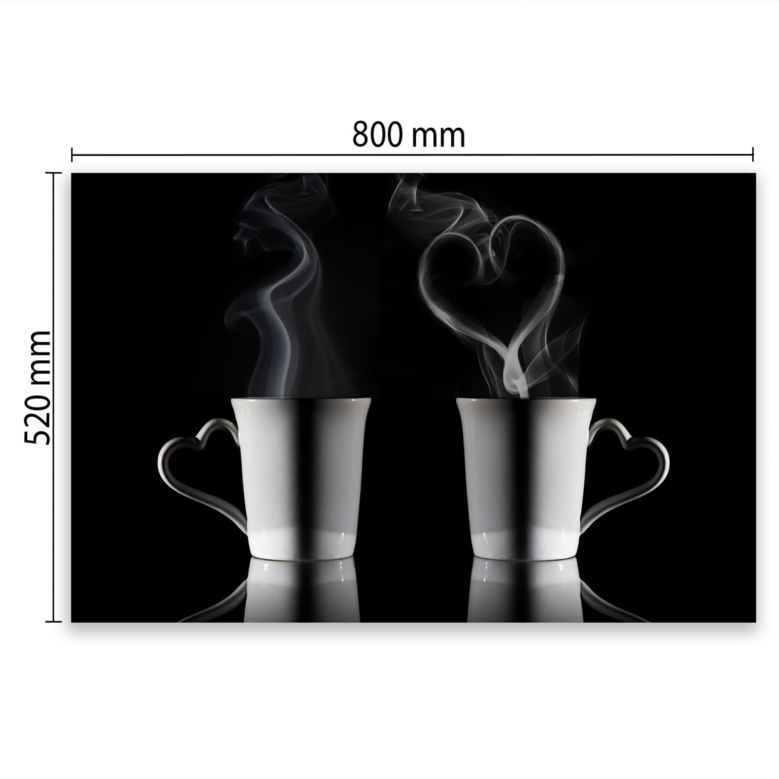 SmartDecoration Płyta ochronna na kuchenkę ze szkła 80 x 52 cm jednoczęściowa motyw "kawa" czarna (101120)