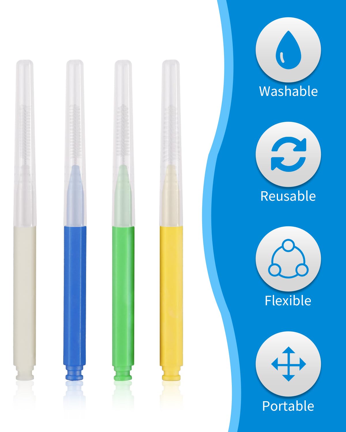 Cepillo interdental, 80 unidades de cepillos entre los dientes, palillos de dientes, hilo dental dental, higiene dental, herramientas de limpieza de dientes, cabezal de hilo dental (4 colores,