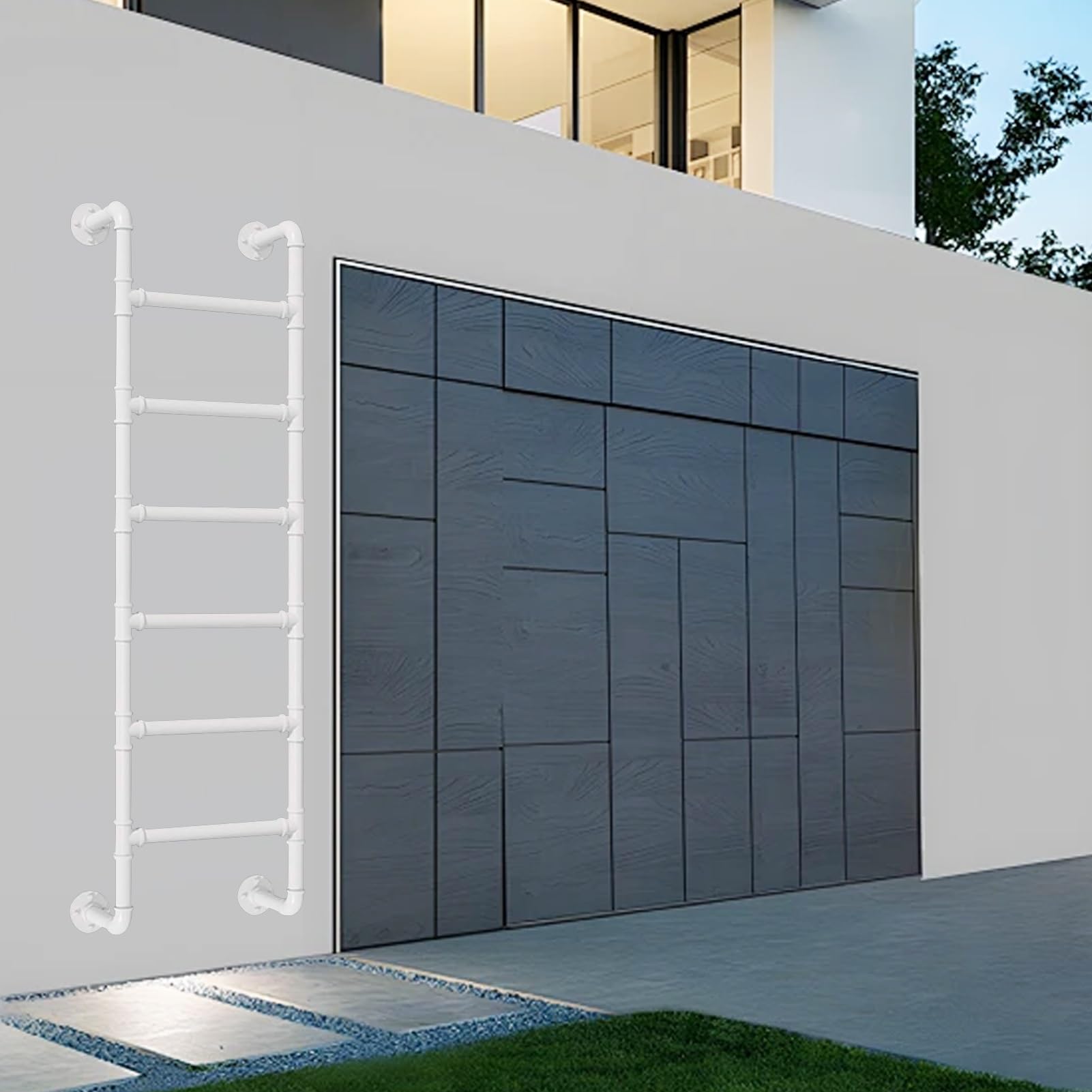 Escalera de escape ajustable de 3,3 a 9,8 pies, estructura metálica para garaje y sótano