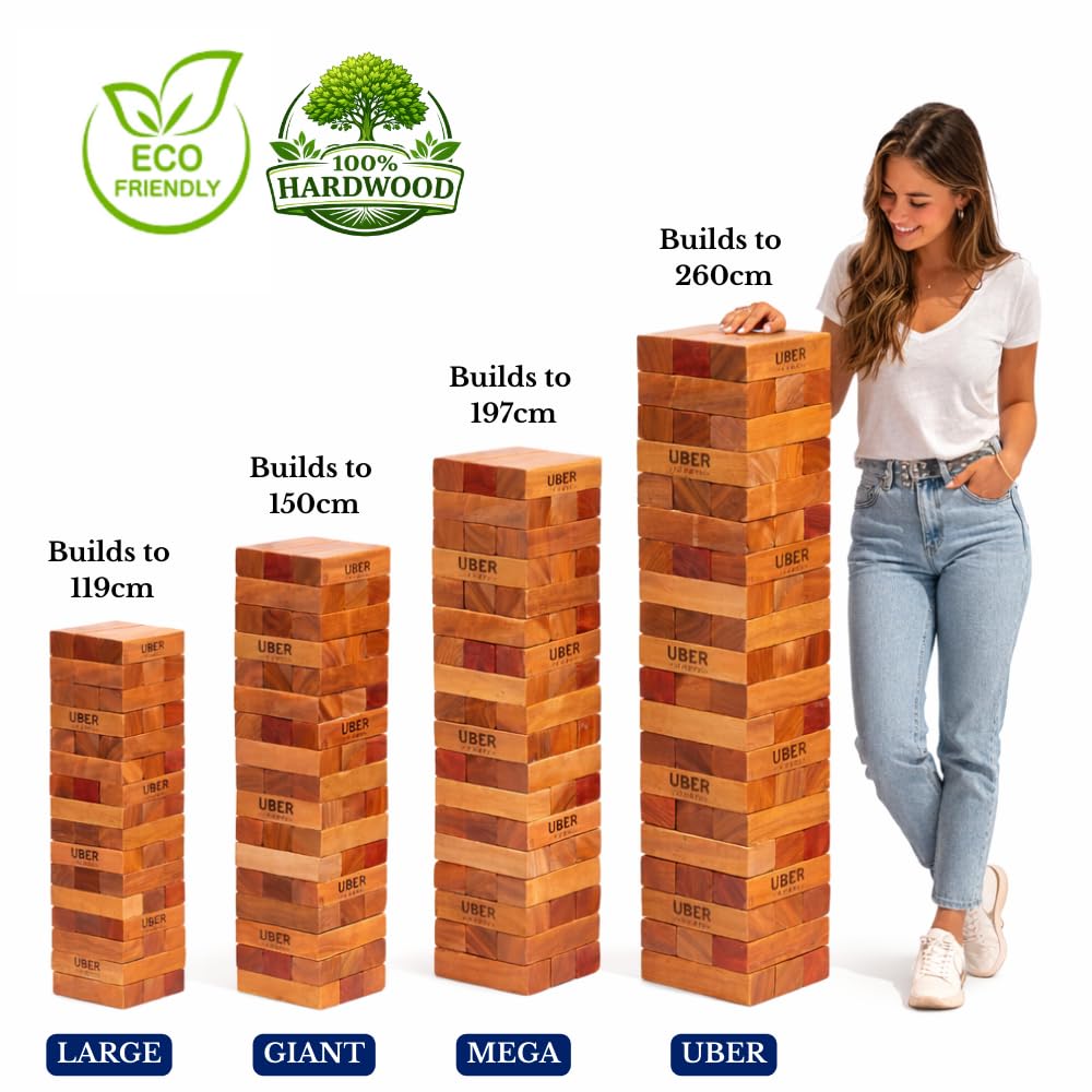 Uber Games 60 kg. Tour vacillante géante XXXL - En bois dur - Qualité supérieure