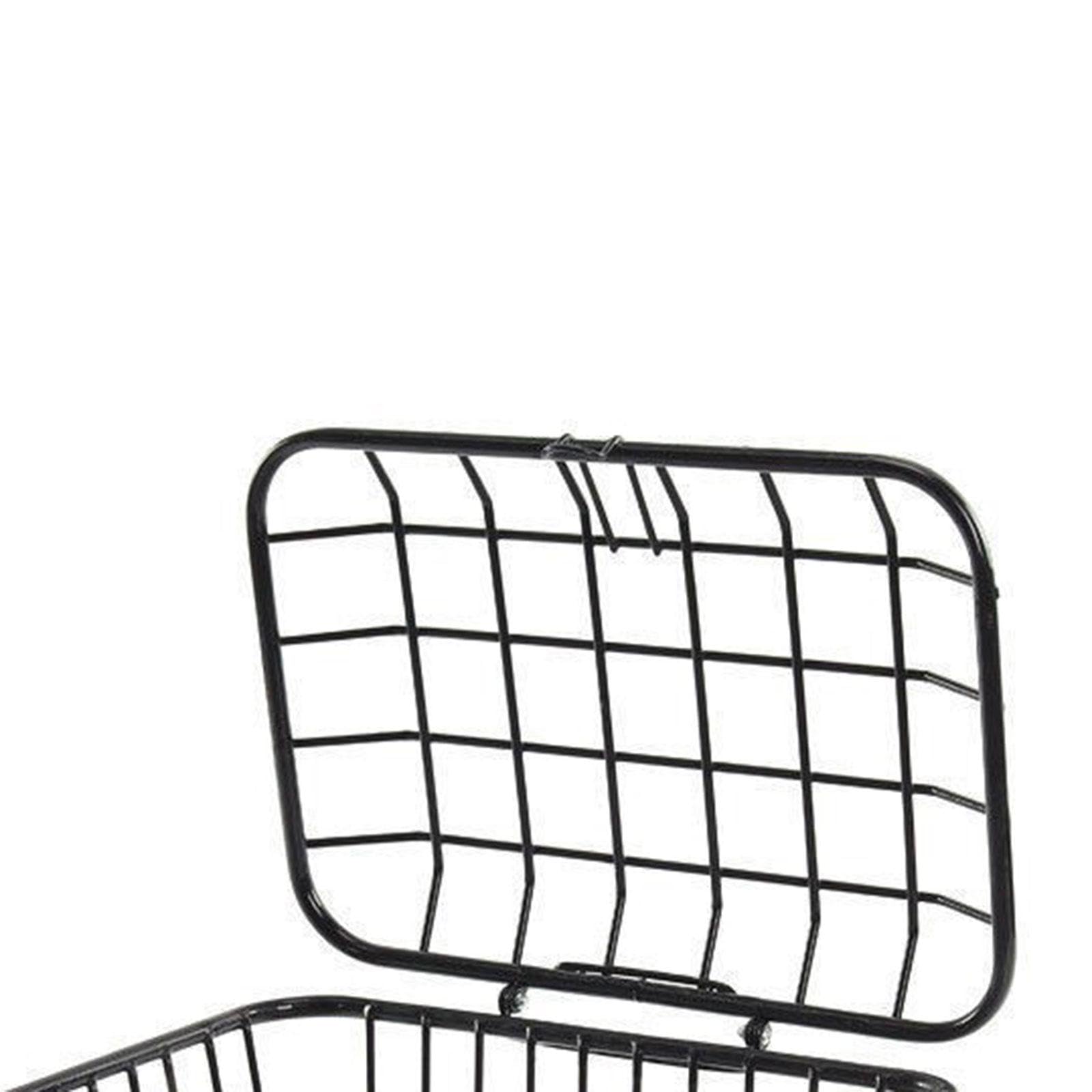 Panier Avant Ou Arrière en Maille Métallique pour Vélo, avec Couvercle, Cadre Renforcé, Panier de Chargement