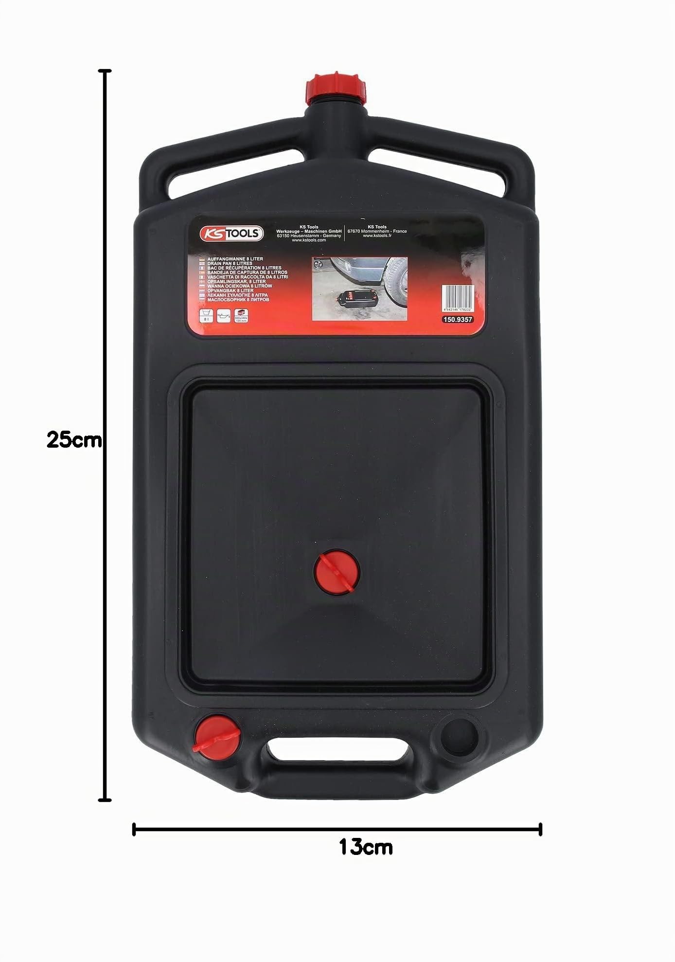 KS Tools 150.9357 Bac de récupération en matière plastique pour huiles | Bac de récupération 8 L en matière plastique pour huiles et produits chimiques