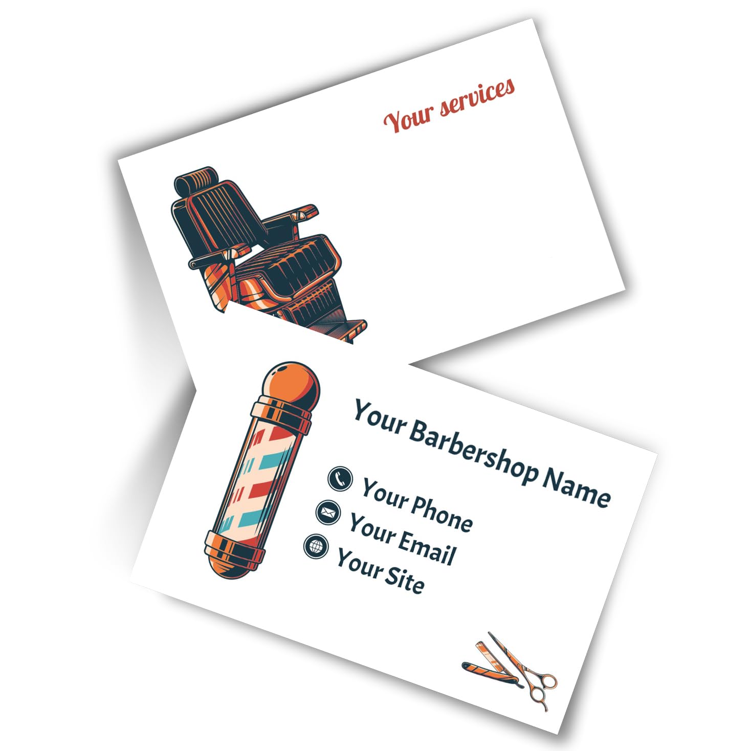 lepni.me Custom Barber Business Cards Personalized Business Cards for Barbers with Name, Phone, Email & Address | Professional Barbershop Cards | Elegant Matte or Laminated Finish