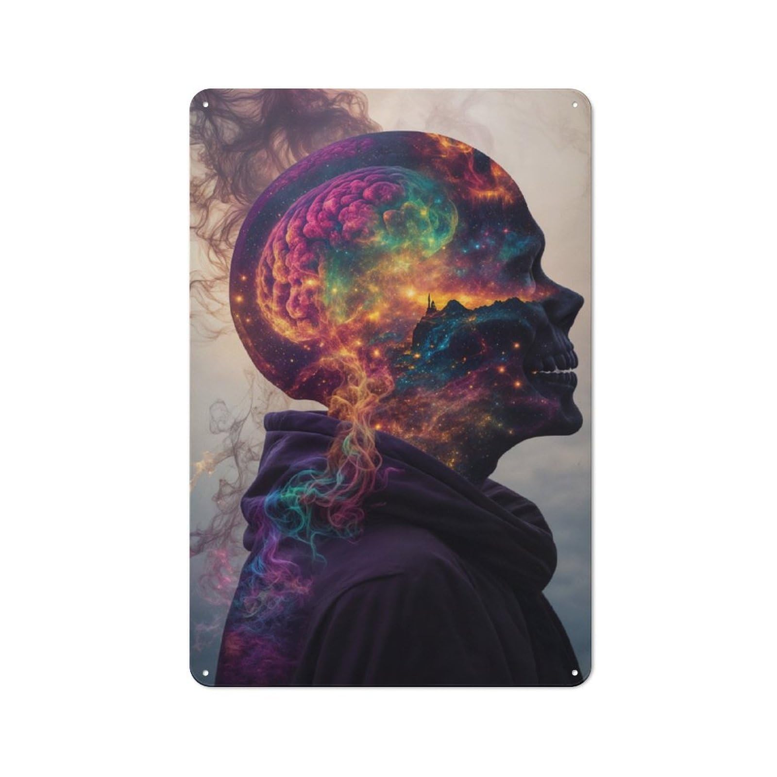 Junmoney Cosmic Mind Explosion Retro Metal Wall Sign 30X20cm For Guest Room Or Hallway, New-Space Wall Decor For Home Decor Collectors