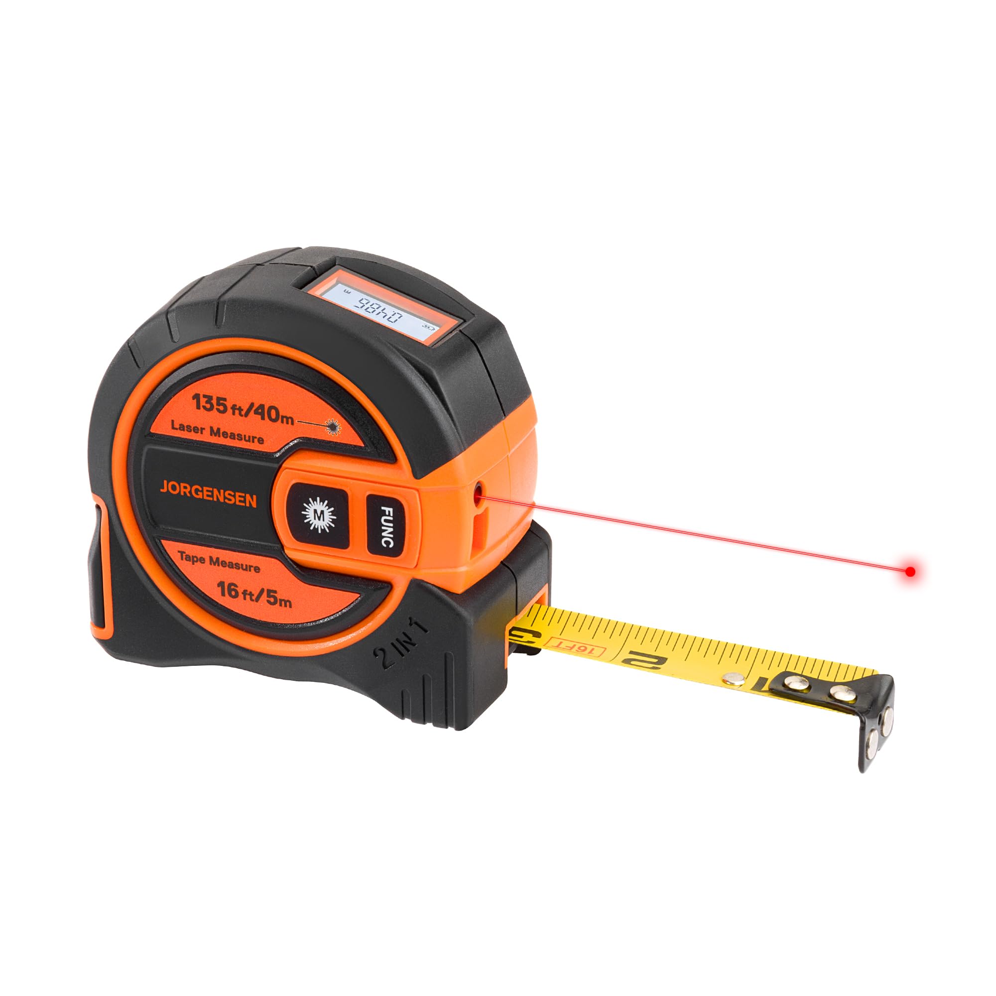 JORGENSEN 2-in-1 Laser Tape Measure, 135Ft Measuring Laser &16Ft Tape