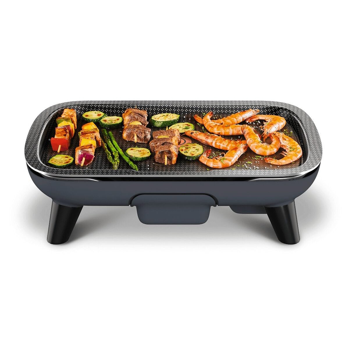 Tefal YY4507FB Elektrische Grillplatte, Antihaftbeschichtung, Titanium Force, Thermo-Spot-Technologie, einstellbarer Thermostat, abnehmbare Platte, spülmaschinengeeignet, Schwarz