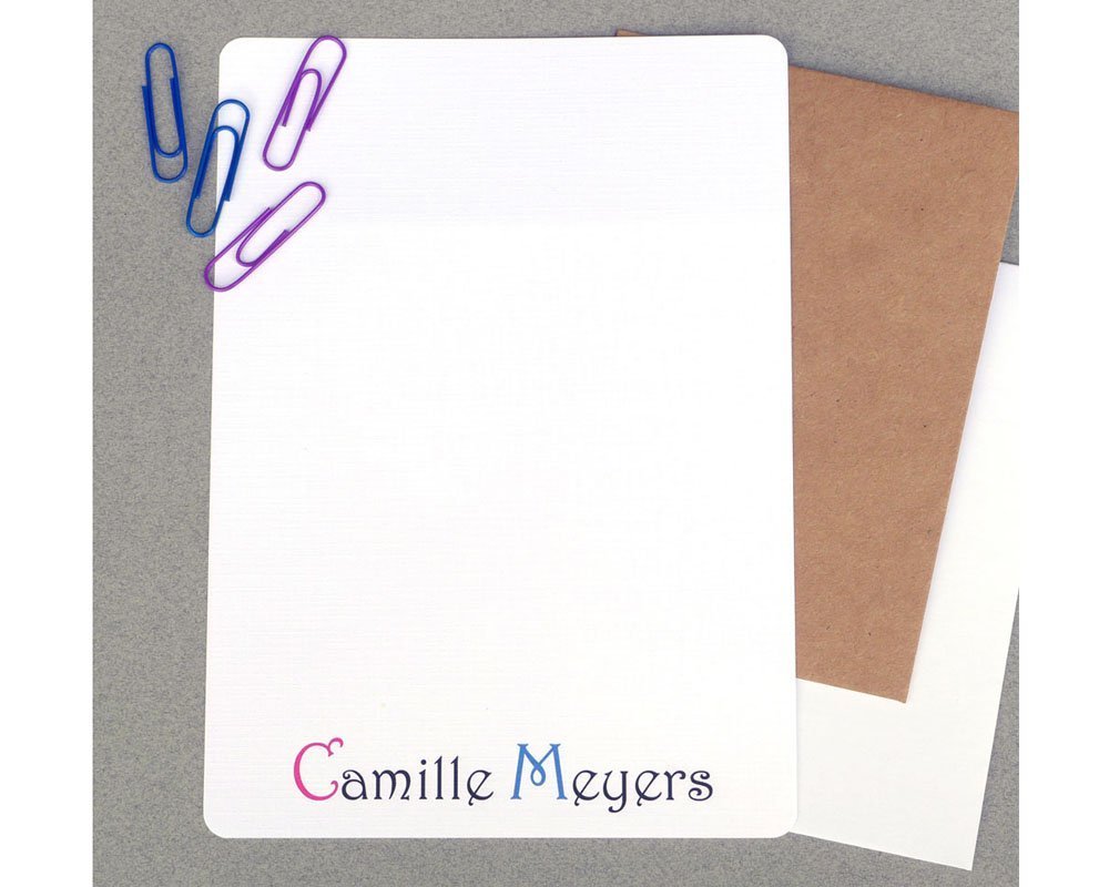 Custom Personalized Flat Note Card Set, Contemporary