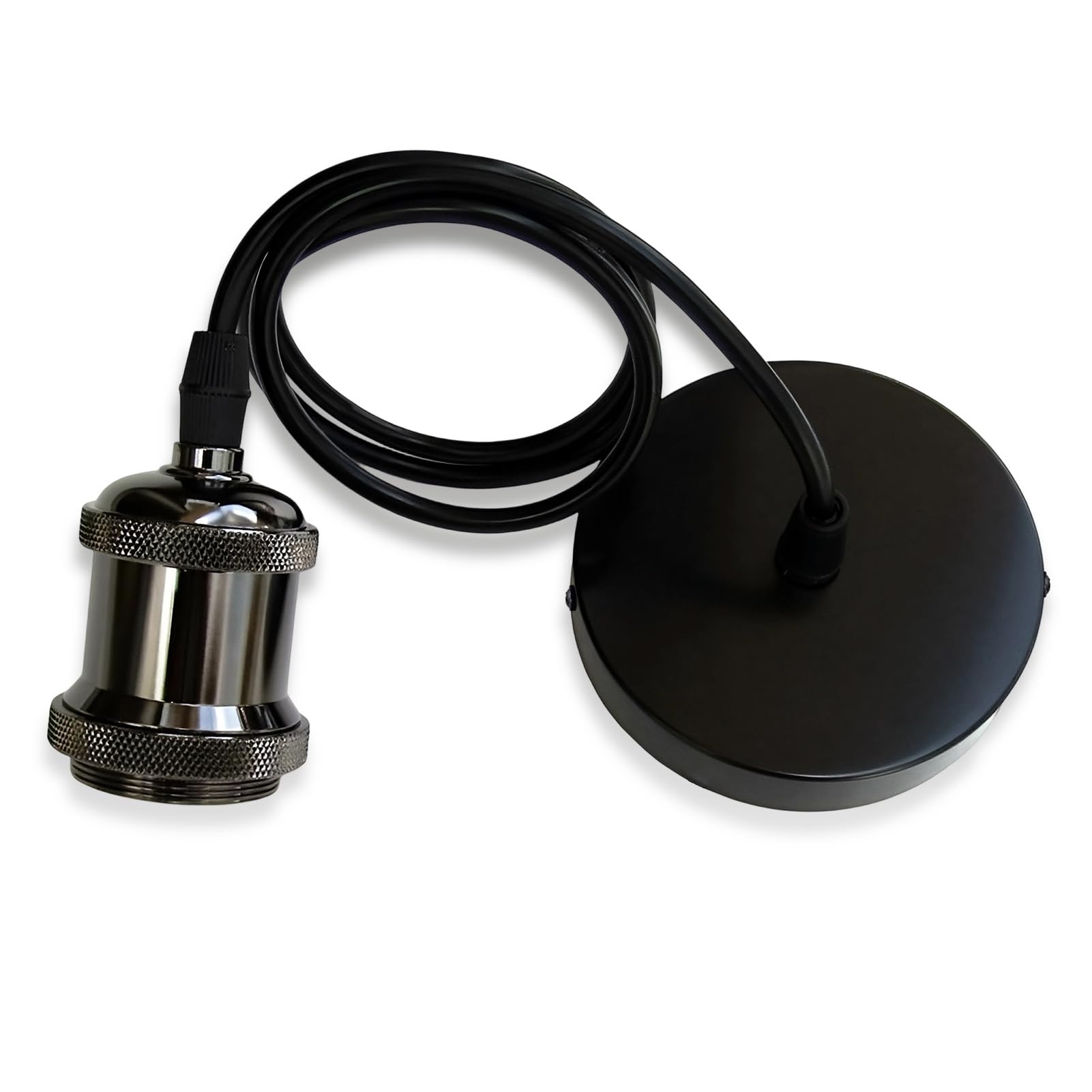 Ceiling Pendant Light Fitting Kit with Braided Flex Ceiling Light, E27 Lamp Holder, Black Ceiling Pendant, Antique Brass Ceiling Light Fitting for Kitchen, Bedroom, Dining Room, and More