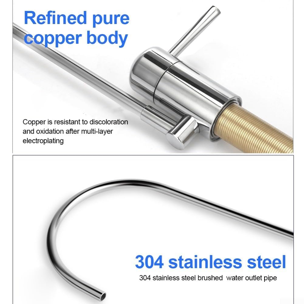 Grifo giratorio de latón de 360 grados para filtro de agua eSpring, repuesto de grifo de filtro de cocina de acero inoxidable con boquilla fría