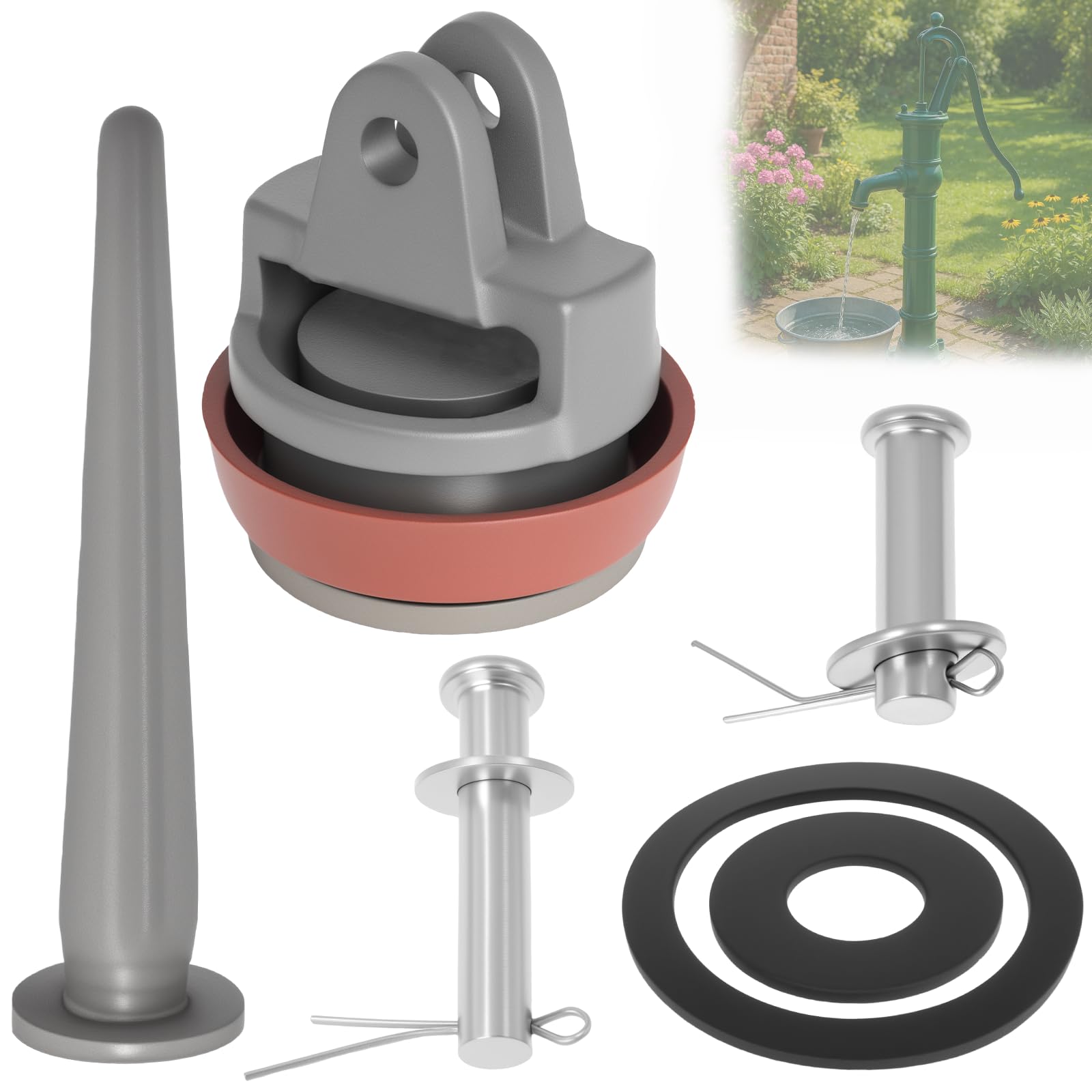 Schwengelpumpe Typ 75 Kompatible Ersatzteile – Kolben, Ledermanschette, Dichtungsringe, Nasenstechventil und Bolzen – Ersatzteile für Handpumpe, Wasserpumpe und Gartenpumpe