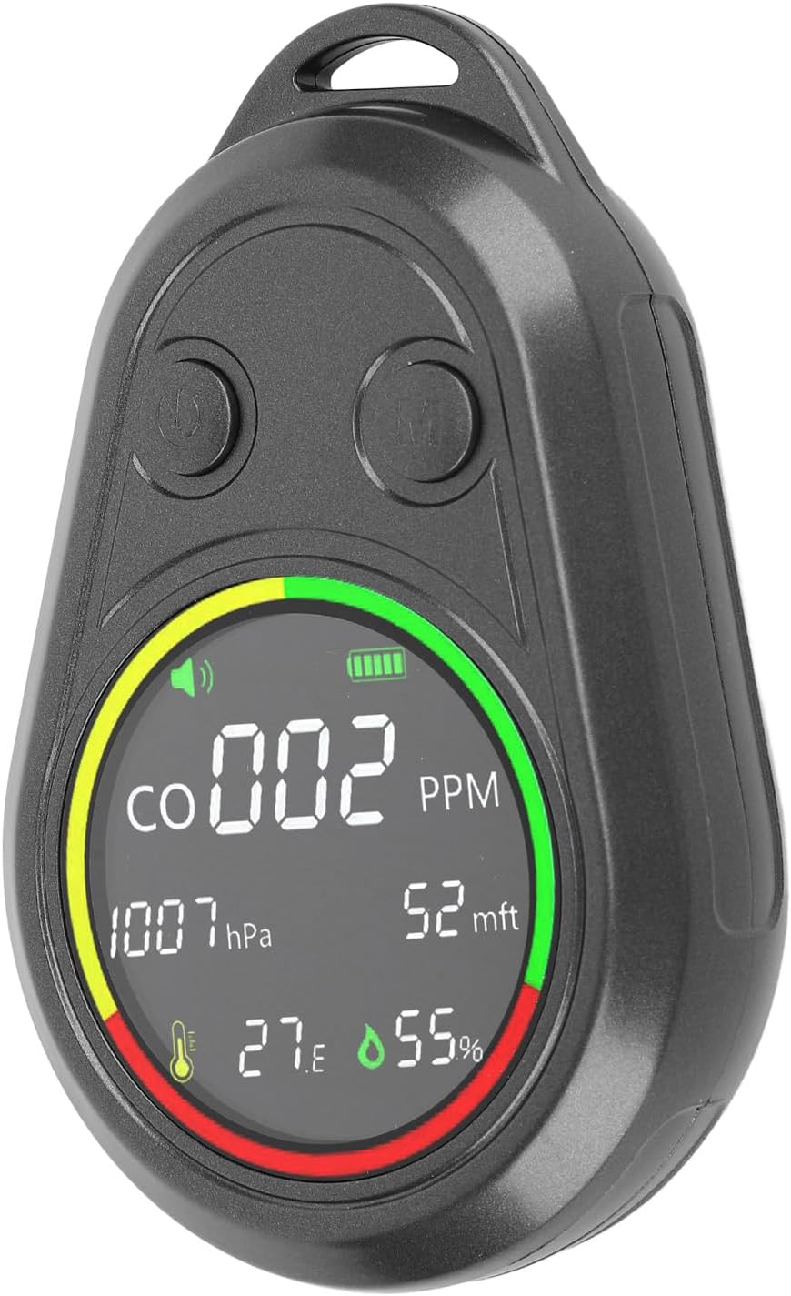 Portable Air Quality Detector 5 in 1 CO Altitude Atmospheric Pressure Temperature Humidity Tester with Altimeter Barometer Thermometer for Outdoor Activities