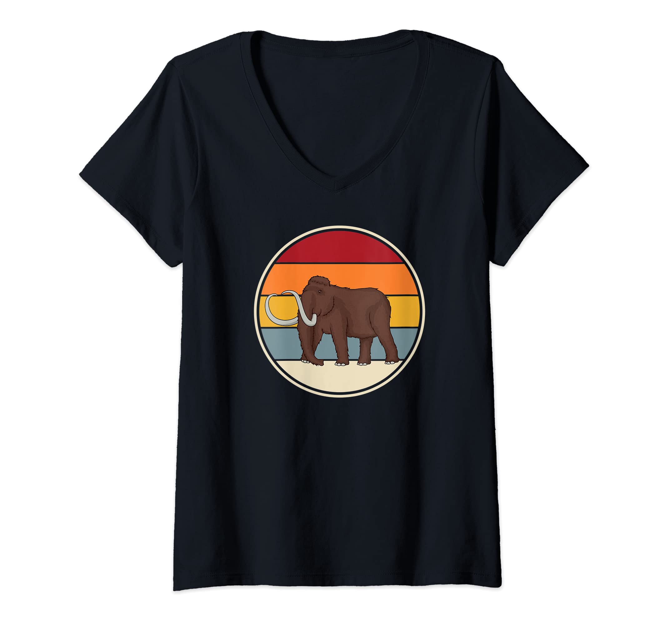 Womens Mammoth Big Ice Woolly Elephant Museum Mammuthus Mastodon V-Neck T-Shirt