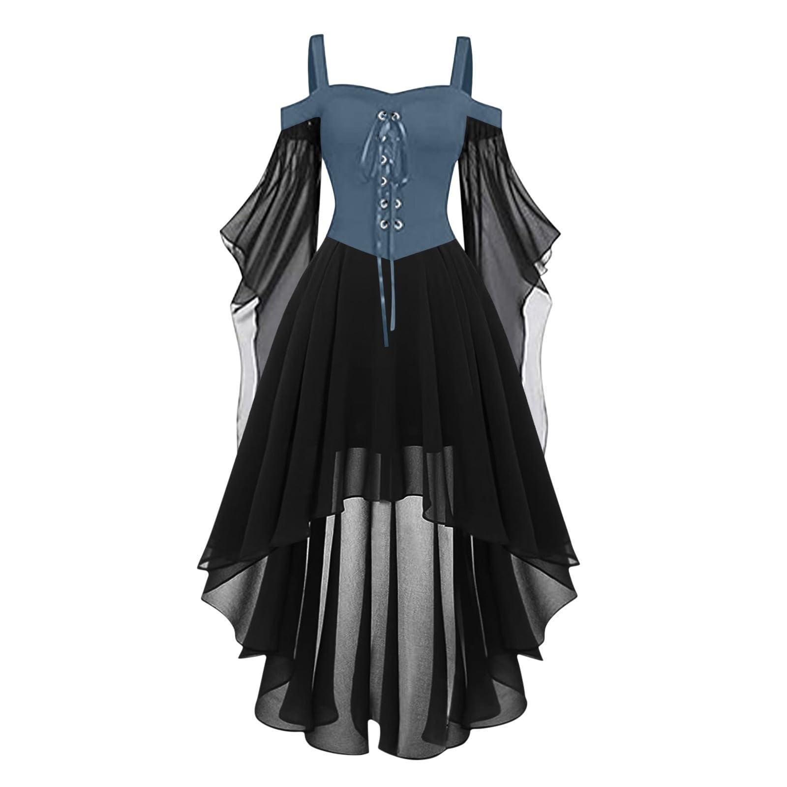 Halloween Costumes Butterfly Sleeve Vintage Sexy Lace Medieval Women Gothic Dress Renaissance Victorian Cold Shoulder Retro Steampunk Rockabilly 80s Ladies