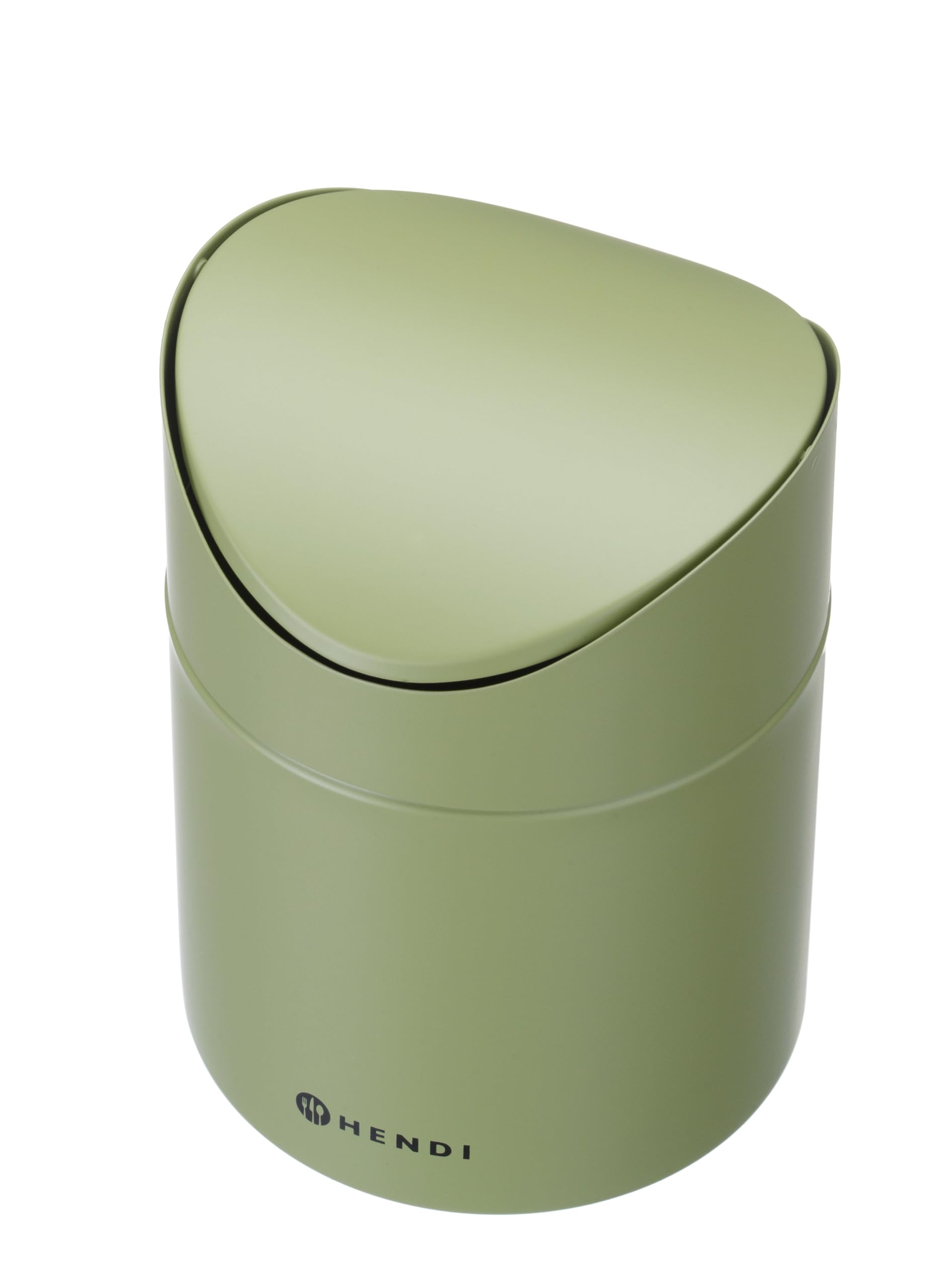 HENDI Cestino da tavolo con coperchio a bilico, 1,2 L, in metallo verniciato a polvere, ø120x(H)165mm, verde