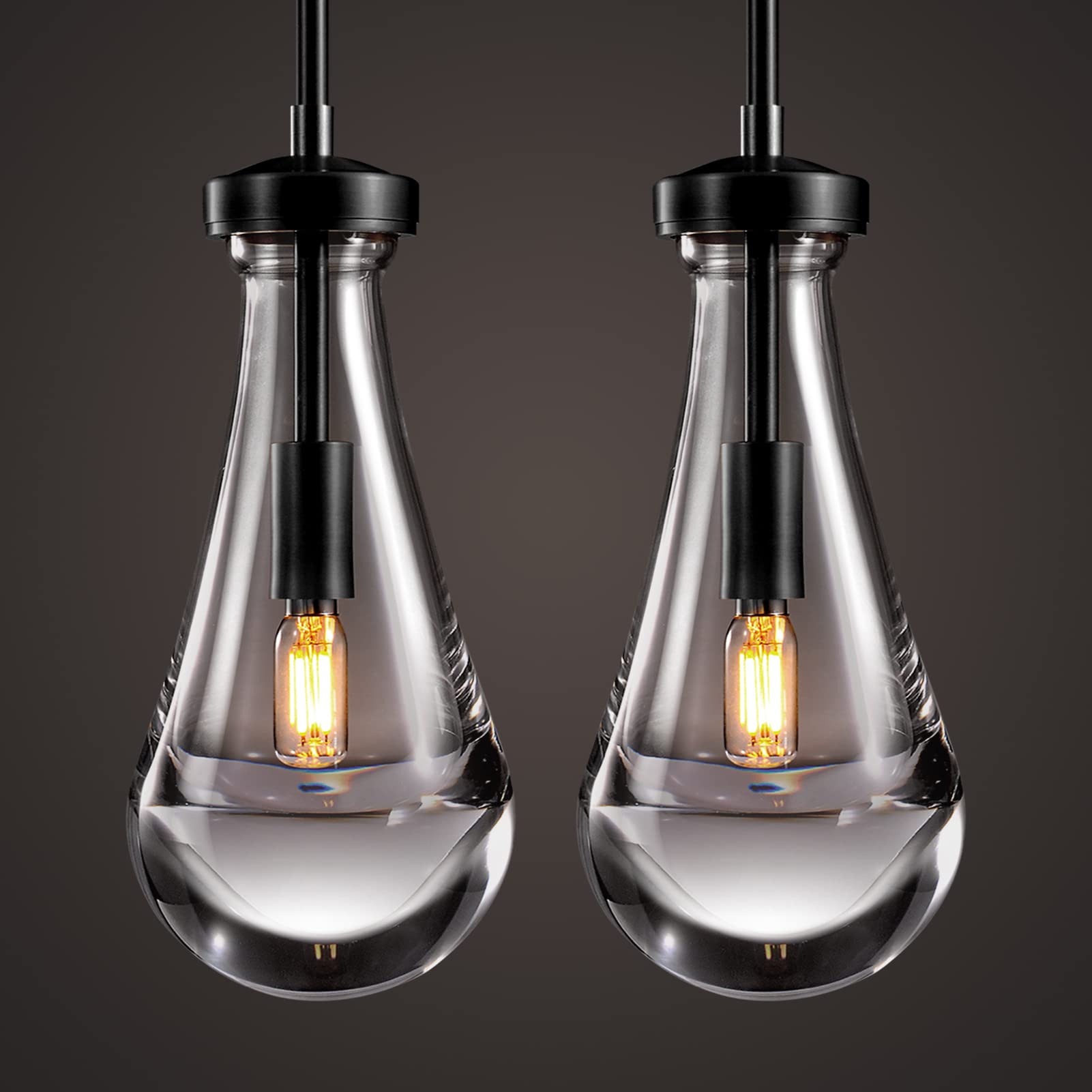 Joyunleo Raindrop Pendant Lights, Modern Pendant Lights for Kitchen Island 2 Pack, Penadant Light Fixtures Raindrop, Chandelier for Living Room Hallway,Bedroom Pendant Light, Bulb Included