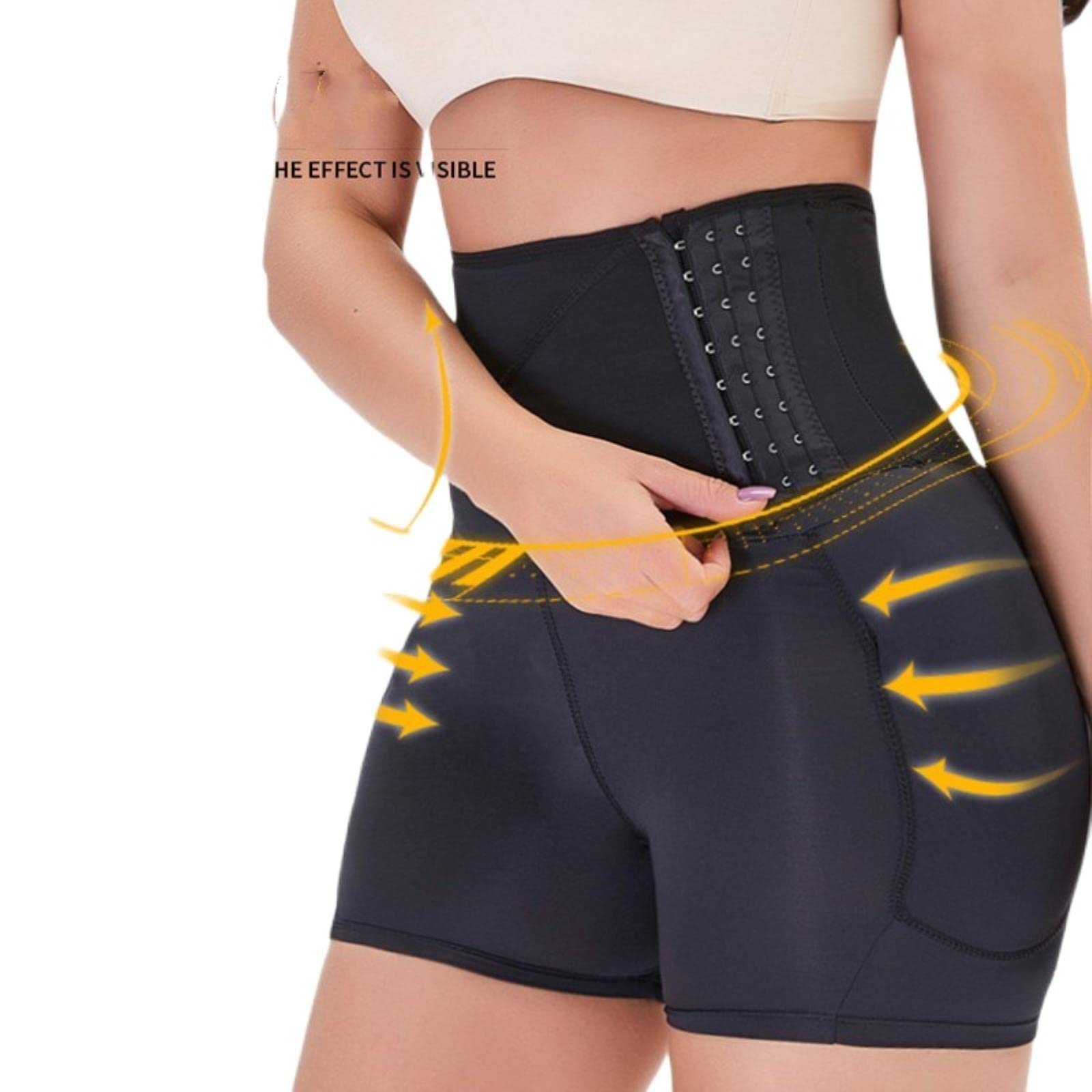 Butt Lifter Hose für Damen Gepolsterte Gefälschte Hüfte Butt Lifter Slim Taille Trainer Frauen Shapewear-Arpicot Low Waisted,S