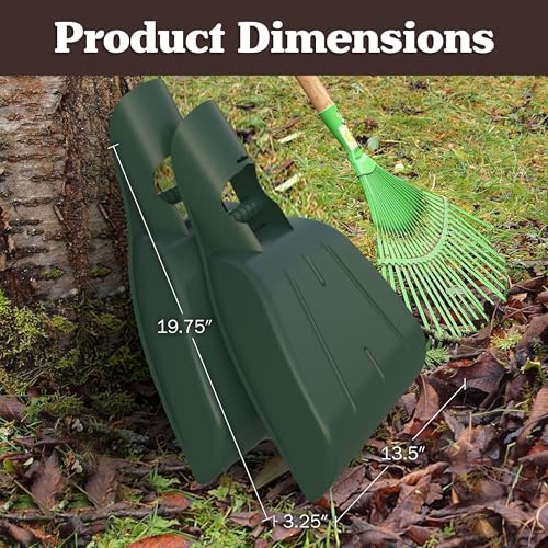 Leaf Scoops Hand Rakes - Lightweight, Durable Grabber Tool for Scooping Up Leaves, Spreading Mulch, Gardening, and Yard Work by Pure Garden (Green)
