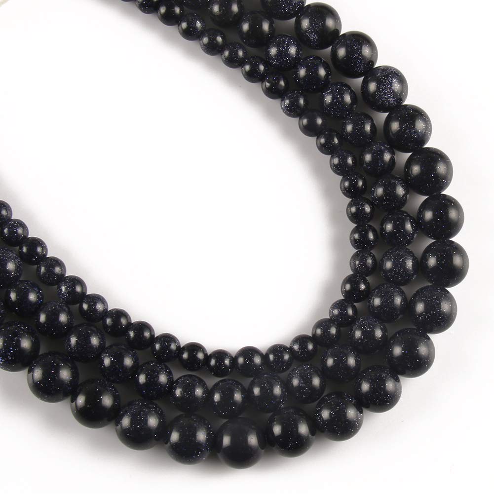 Song Xi 36pcs 10mm Blue Sandstone Gemstone Beads Round Loose Natural Stone Beads for Jewelry Making