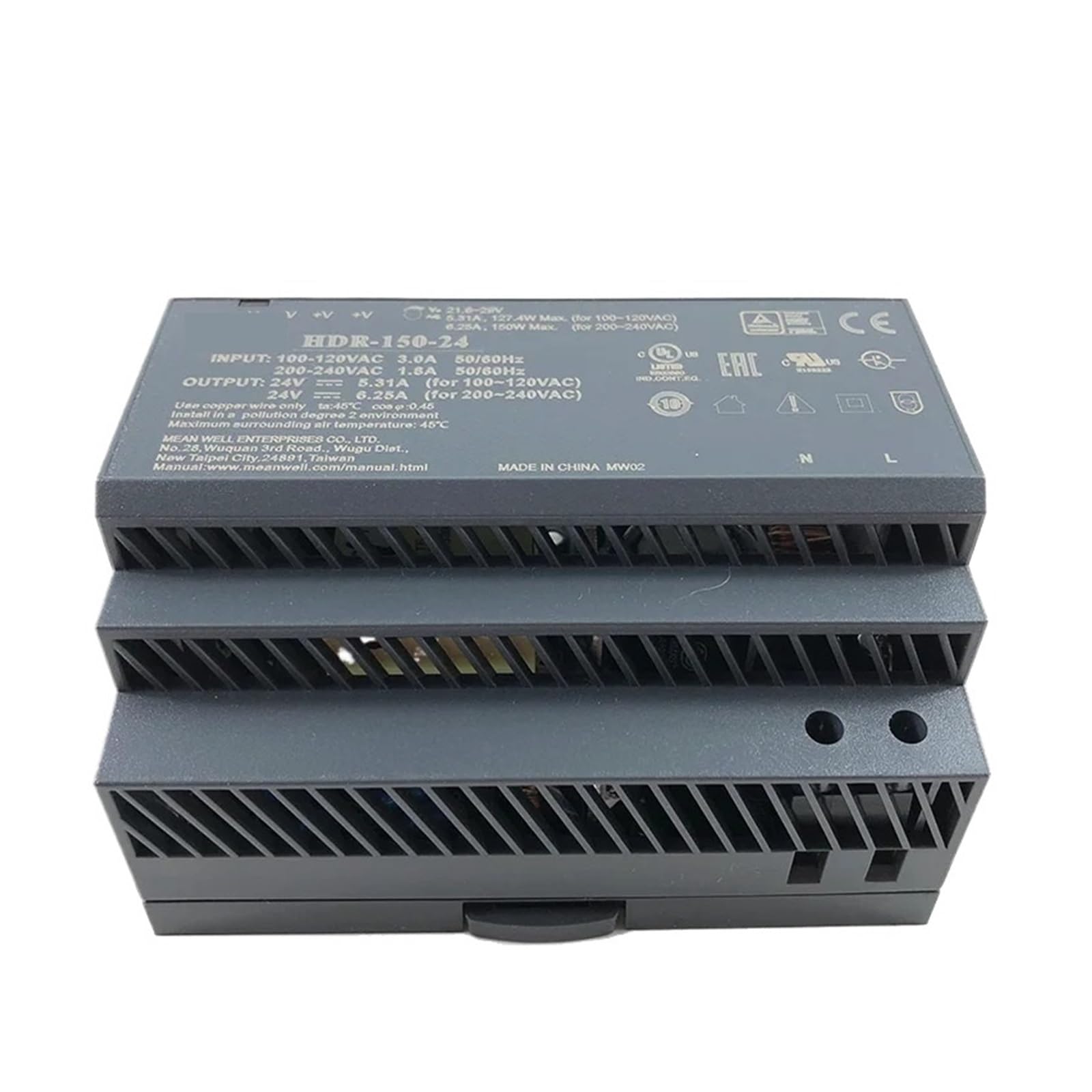 JJKKOZVQF 1pcs HDR-150-24 meanwell 24V DC 6.25A 150W Power Supply