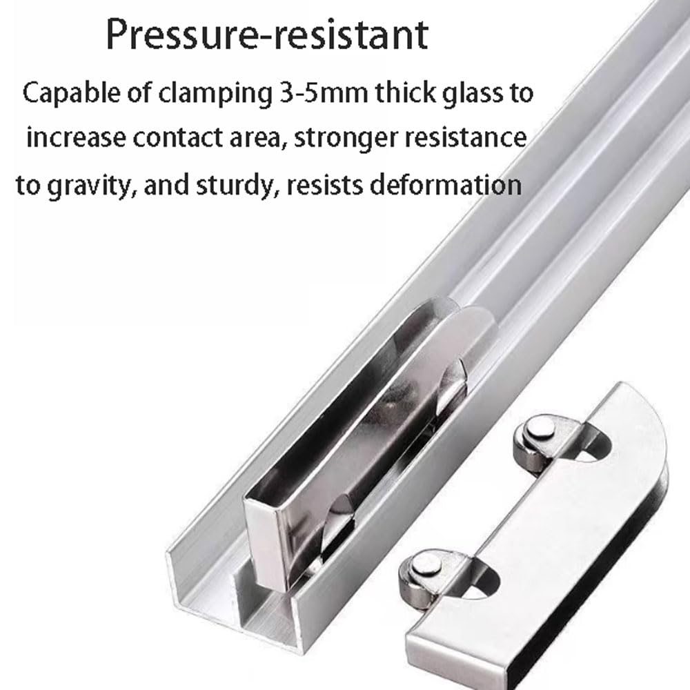 Sistema de guía para puerta corrediza, raíles de aluminio de doble canal resistentes para vidrio de 3-5 mm, acrílico, madera - resistente a los arañazos, fácil deslizamiento, resistente a la oxidación