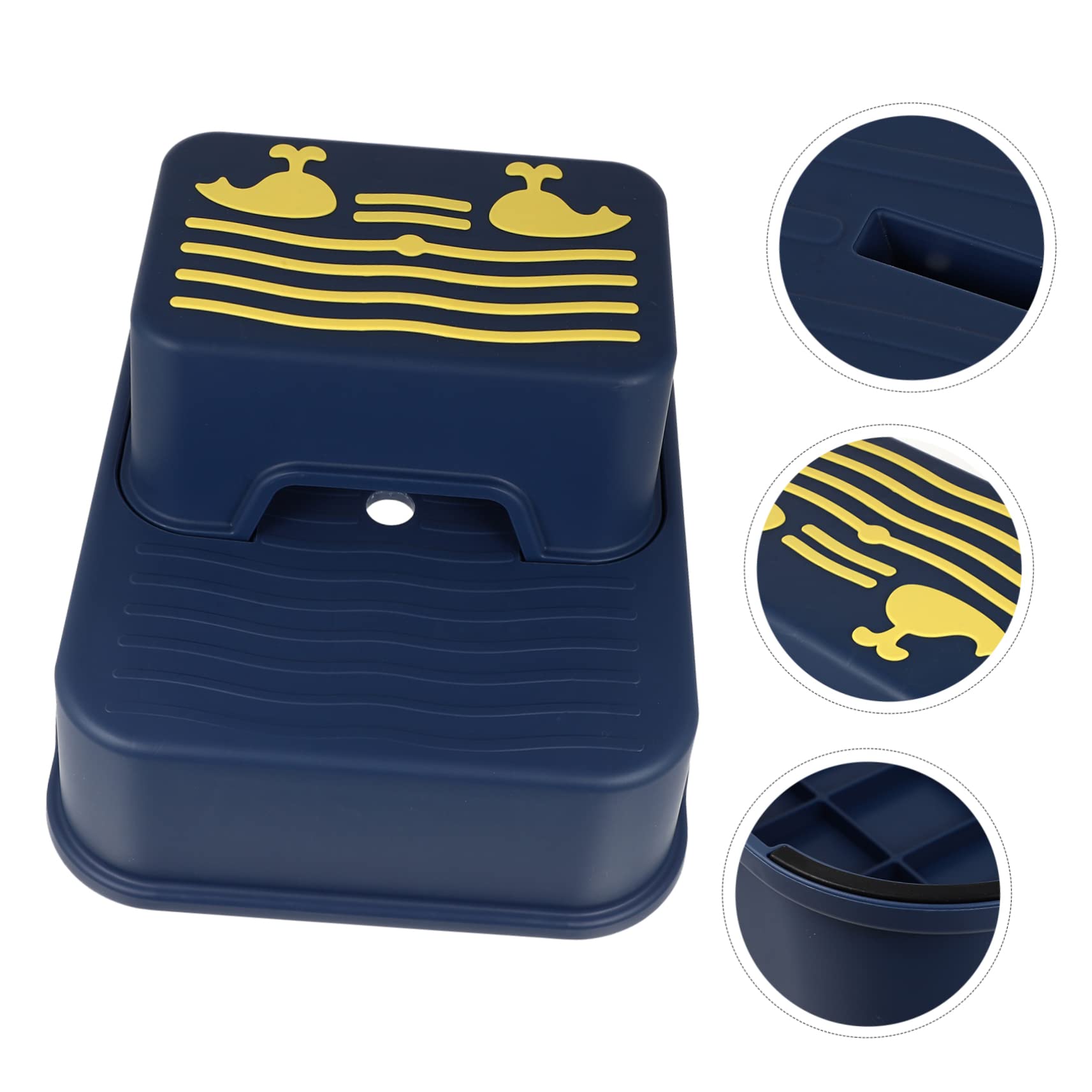 Sgabello Rialzato a 2 Livelli in Pp Tpe per Bambini Blu | Lavabo e Piano D’appoggio, Bordi Lisci e Superficie Antiscivolo, Uso Bagno e Toilette