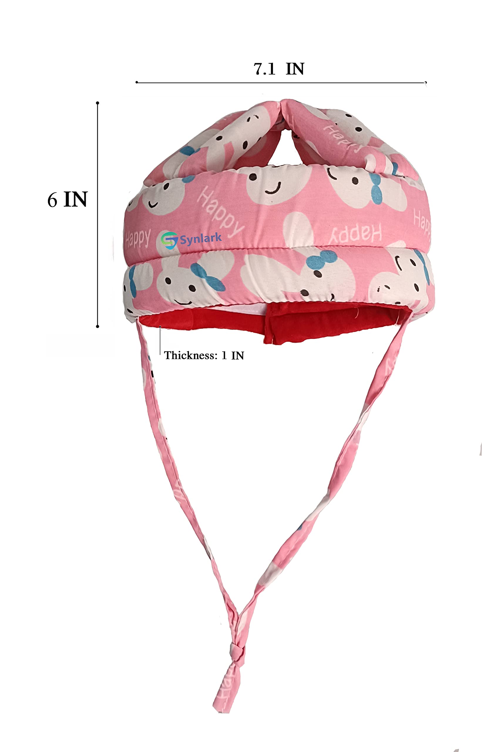 Synlark Baby Safety Helmet, Head Guard & Baby Head Protector for Walking & Crawling for Infants,Kids & Toddlers (Happy-Pink)