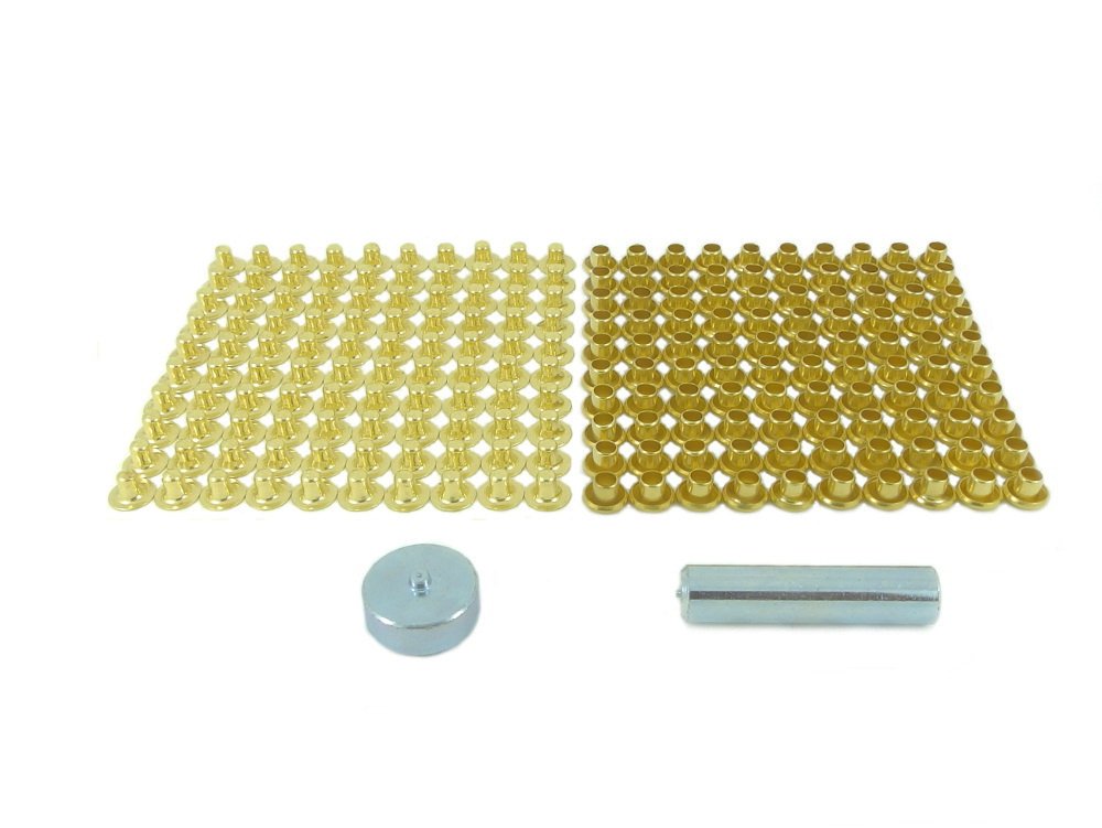 Kit rivets laiton BP 504–7 fermoirs m00 embouts 5 mm maroquinerie