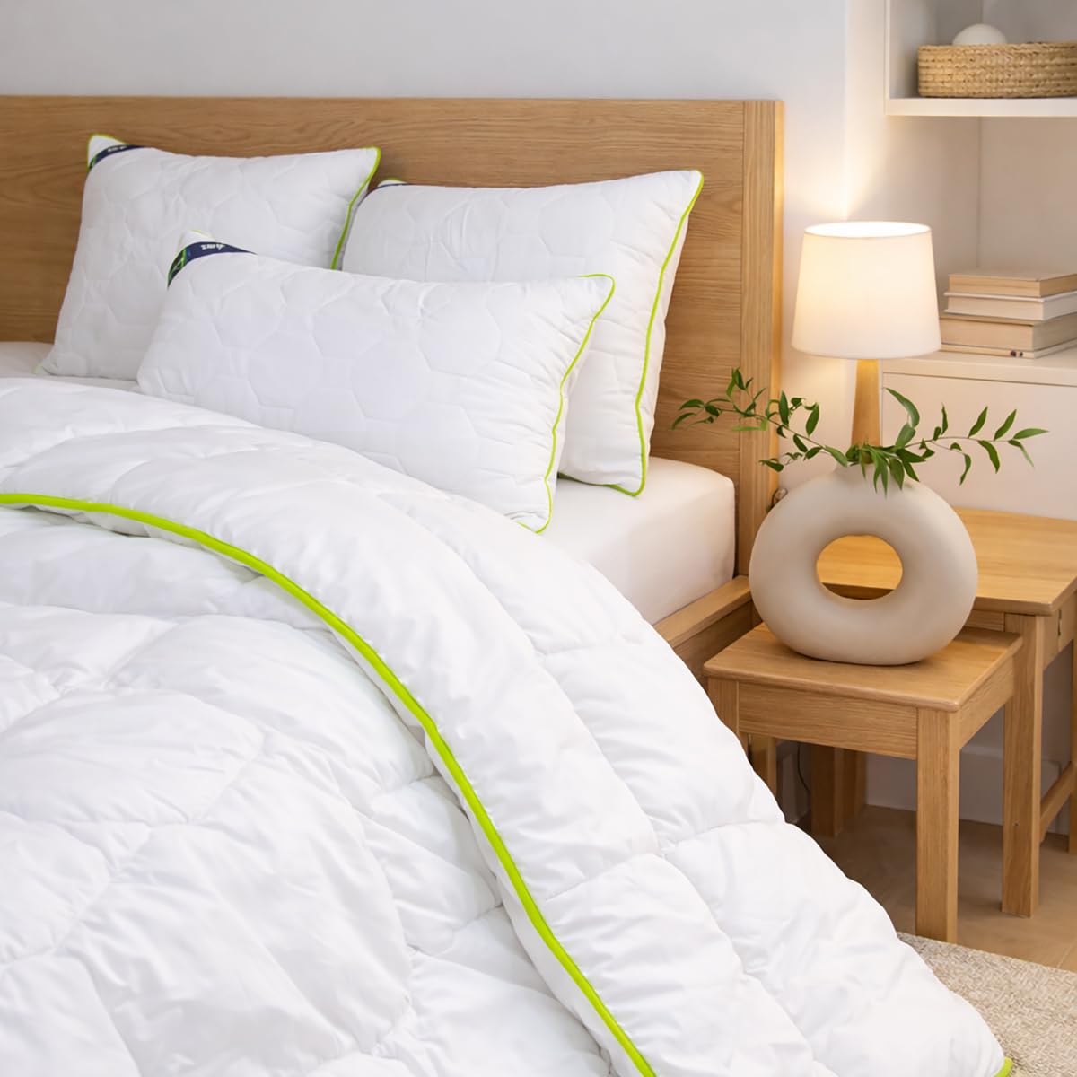 Verdone Bamboo Bettdecke 155x200 cm Ganzjahresdecke – Steppdecke mit 50% Bambus & 50% Baumwolle, DreamFill-Füllung, weich, atmungsaktiv, allergikerfreundlich, waschbar (155 x 200 cm, Ganzjahresdecke)