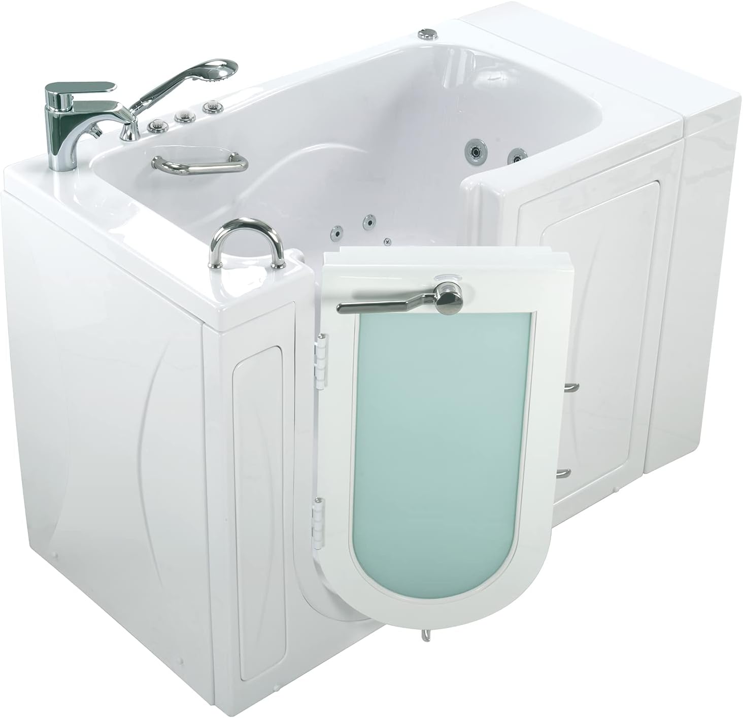 Ella Capri 30"x52" Acrylic Air and Hydro Massage and Heated Seat Walk-In Bathtub with Left Outward Swing Door, 2 Piece Fast Fill Faucet, 2" Dual Drain