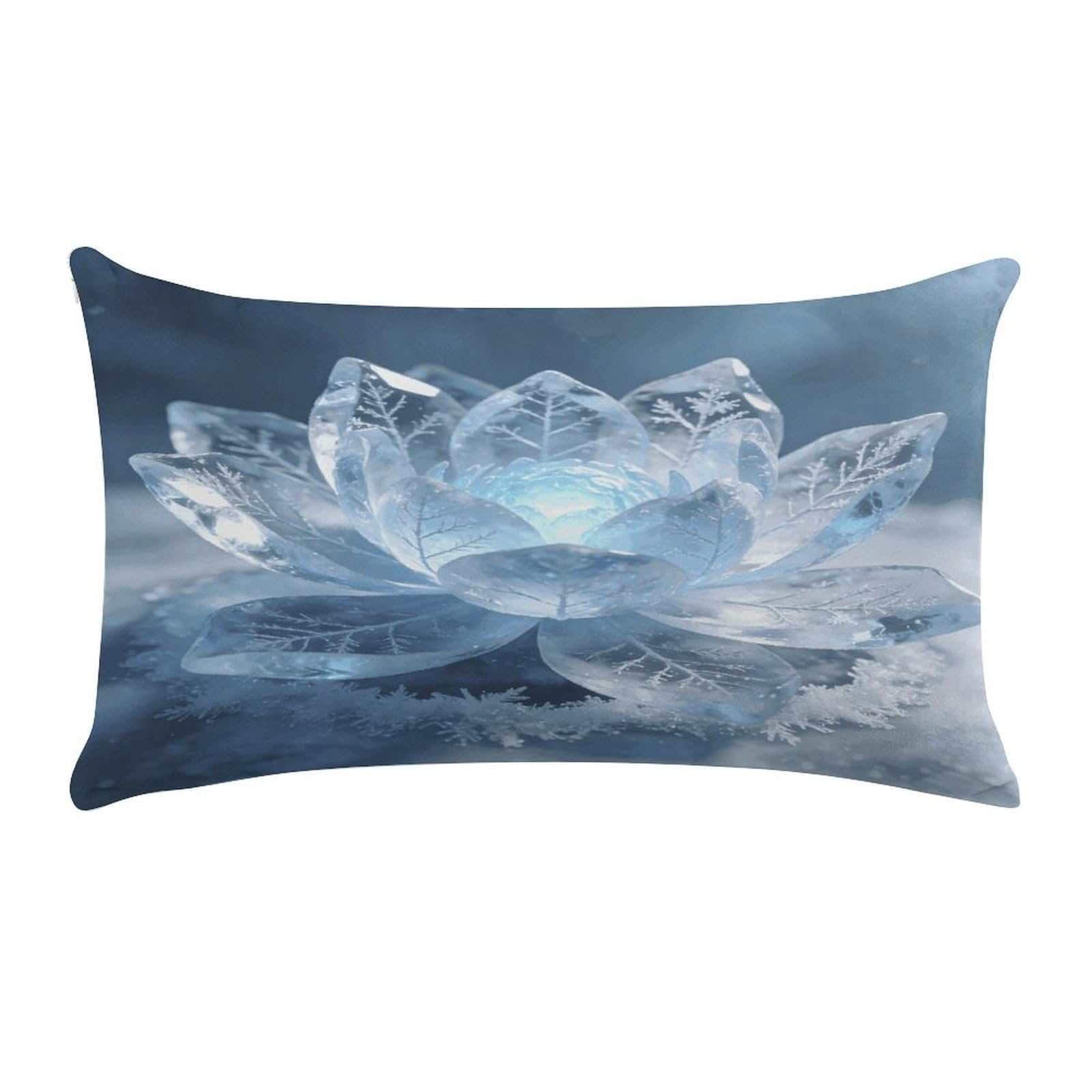 Fodpand Style Frost Lotus Glowing Light Pillow Cases Set Of 1 Extra Soft Pillow Protectors With Hidden Zipper Perfect For Hotels, Guest Rooms,Bedroom 12X20 Inches Pillows Not Included