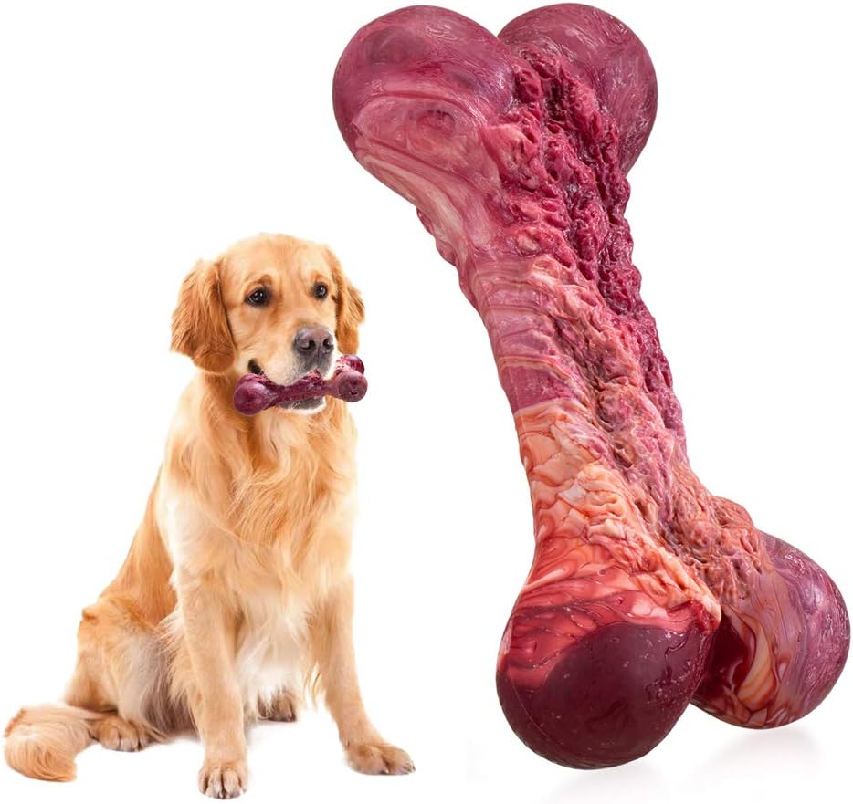 LOVFIVE Dog Chew Toys for Aggressive Chewers, Indestructible Durable Dog Toys, Non-Toxic Food Grade Nylon Dog Bone Toy with Real Beef Flavor, Durable Dog Teething Chew Toys Bones for Dog.