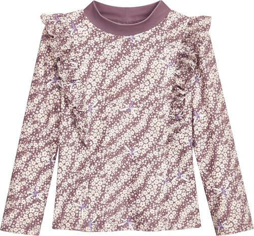 Playshoes Mädchen Langarmshirt Rash-Guard-Shirt, Langarm Violett Blümchen, 122/128 cm