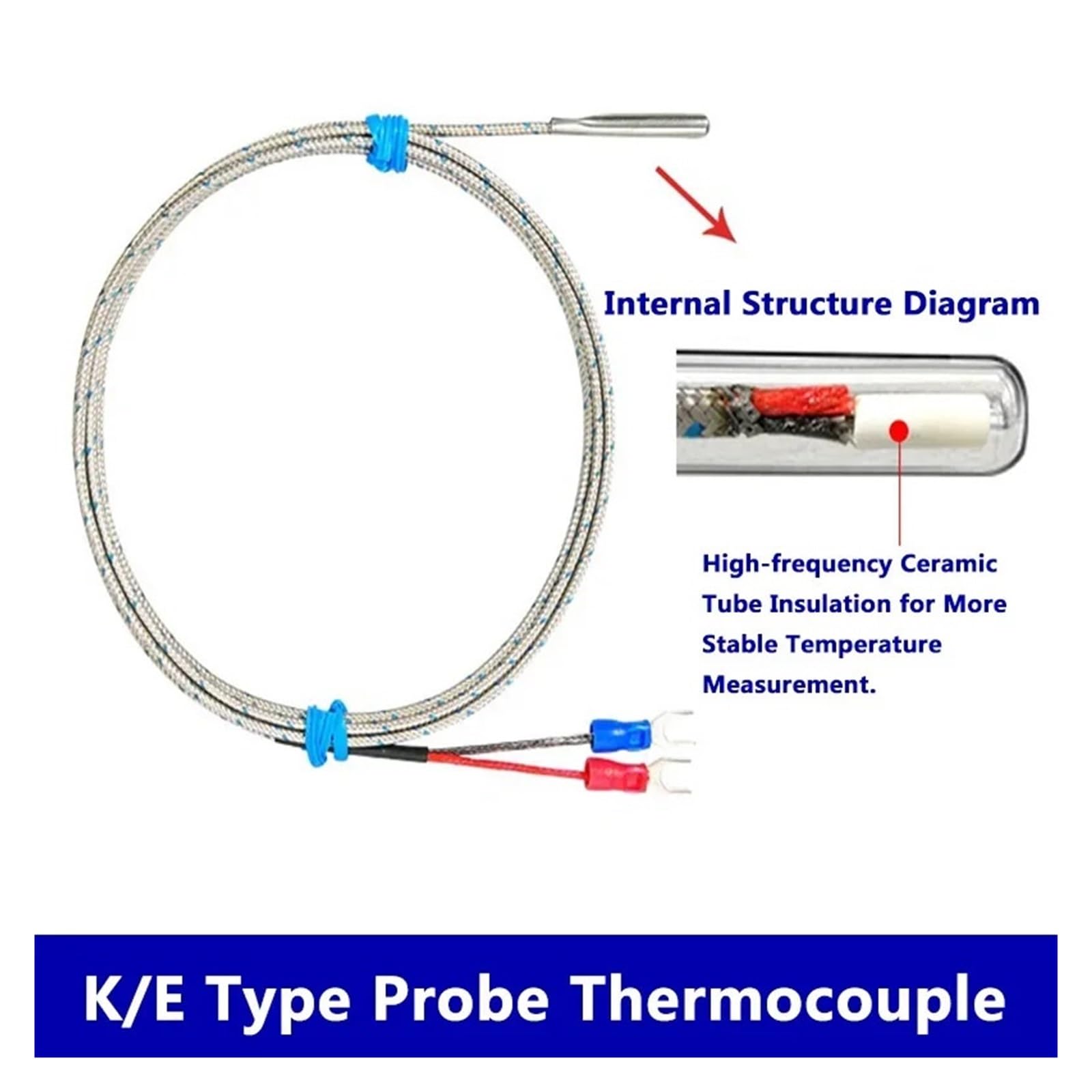 Sonda de termopar K y E acero inoxidable 304
