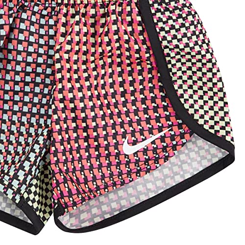 Image of Nike Little Girls' Dri-FIT Pixel T-Shirt and Shorts 2 Piece Set (Black(26H451-023) /Pink, 24 Months)