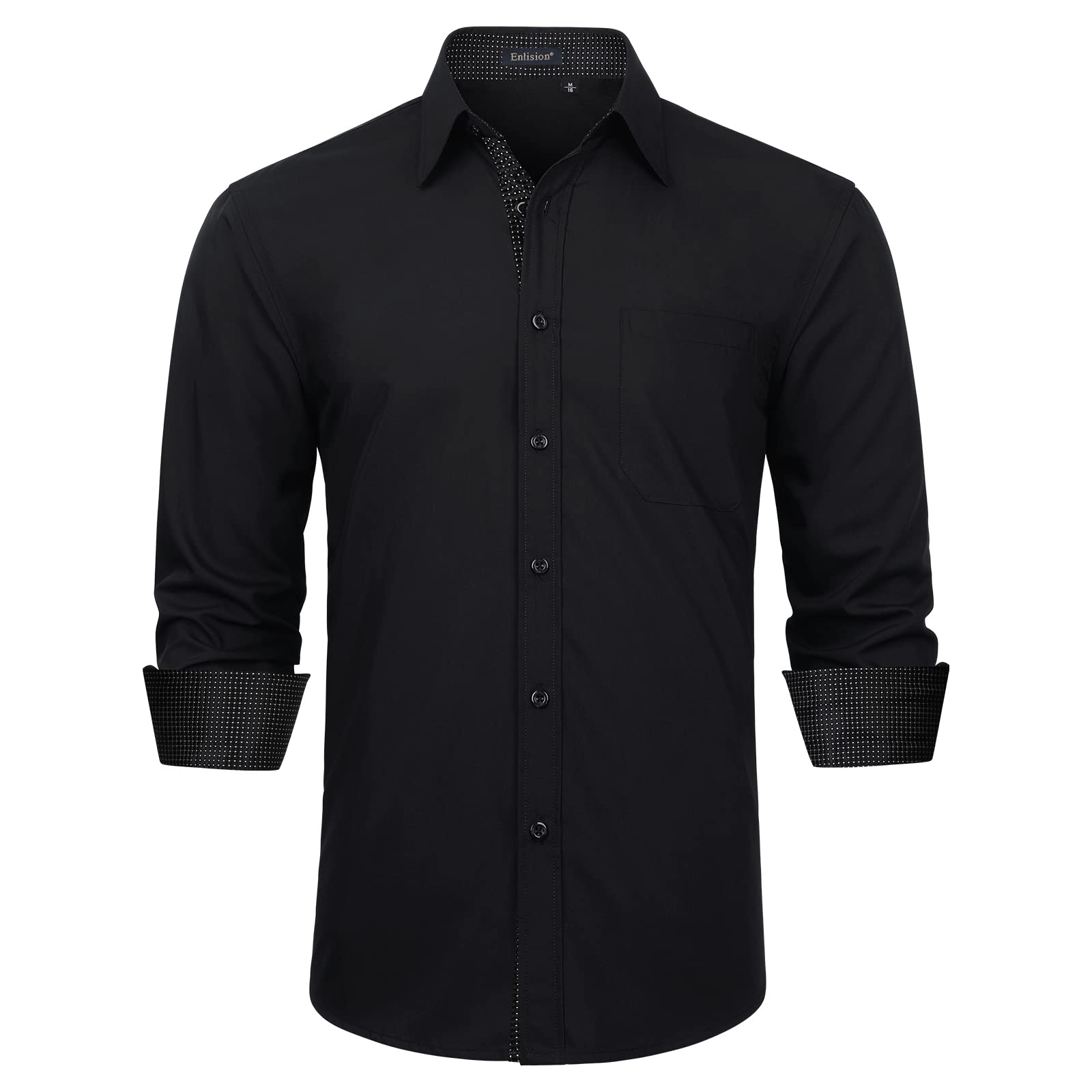 Enlision Camisa Hombre de Vestir Manga Larga Camisas Formales Boda Elegantes Camisa Casual Regular Fit con Bolsillo