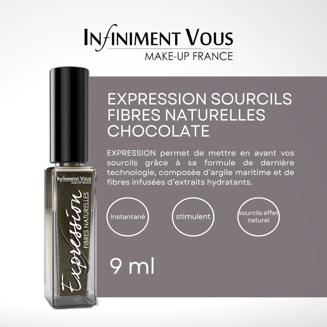 Infiniment You Make Up France- Makeup Brwi Expression Natural Fiber Chocolate, kolorowy tusz do rzęs, ołówek do brwi, tusz do rzęs, utrwalacz brwi, makijaż, farbowanie brwi