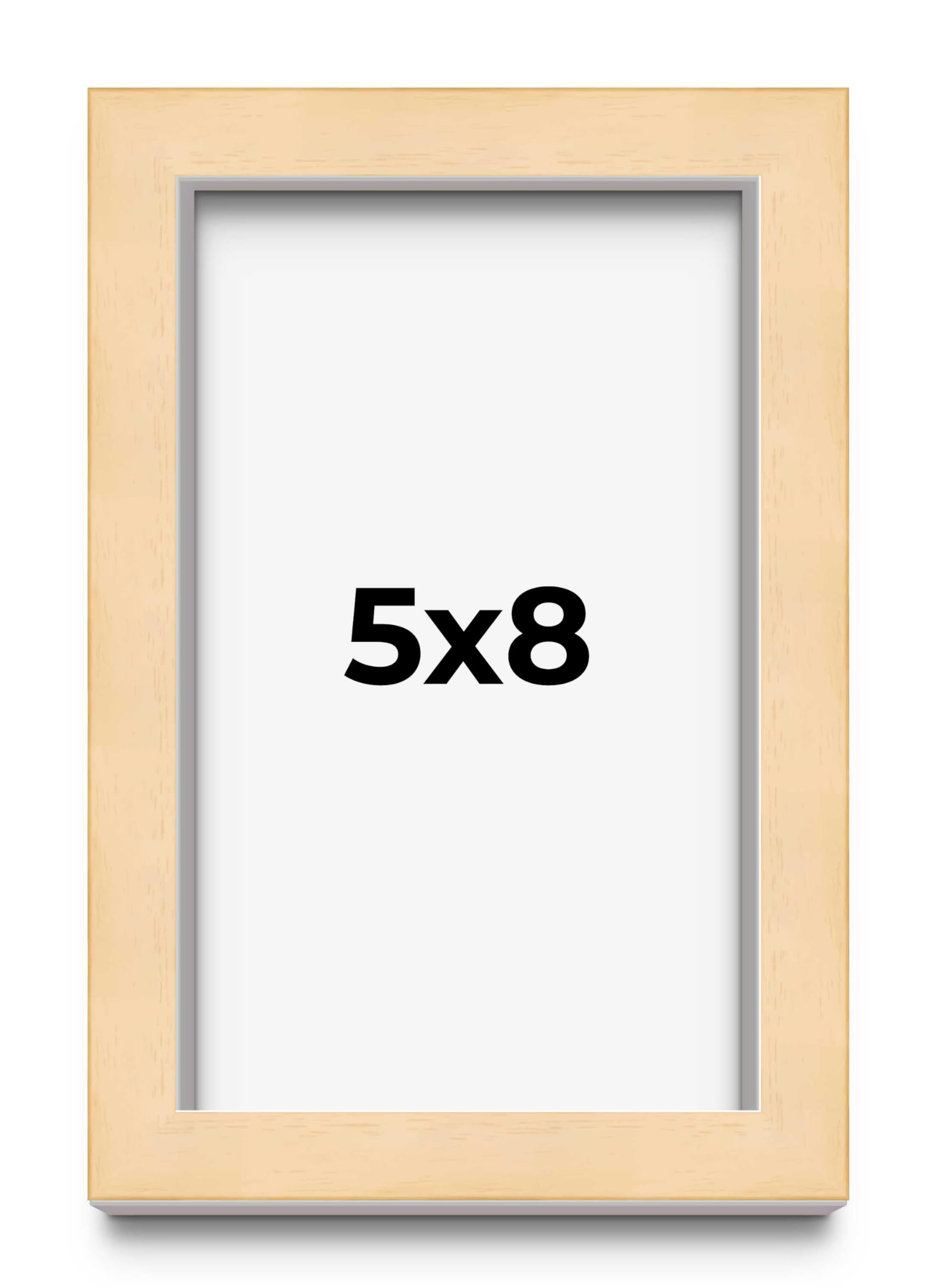 5x8 in Frame Beige Real Wood Picture Frame Width 0.75 Inches | Interior Frame Depth 0.5 Inches | Natural Wood Traditional Photo Frame Complete with UV Acrylic, Foam Board Backing & Hanging Hardware