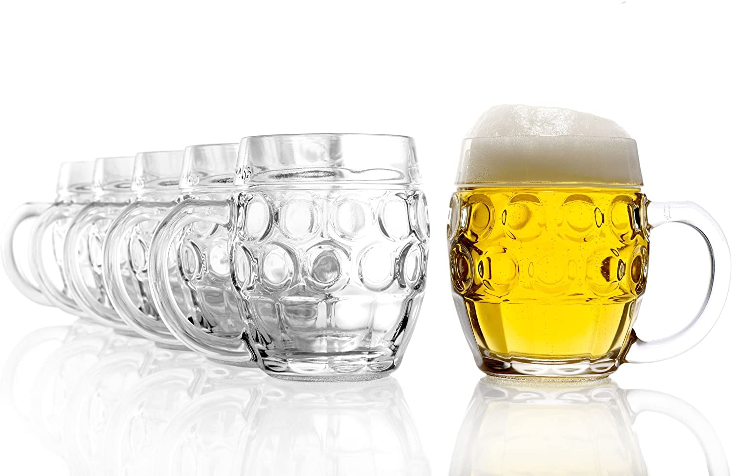 Oberglas Tübinger Lot de 6 chopes à bière sans surface de pression/plaque I Lot de 6 chopes à bière de 500 ml avec trait de remplissage I Chope à bière stable I Verres à bière en verre soda citron I