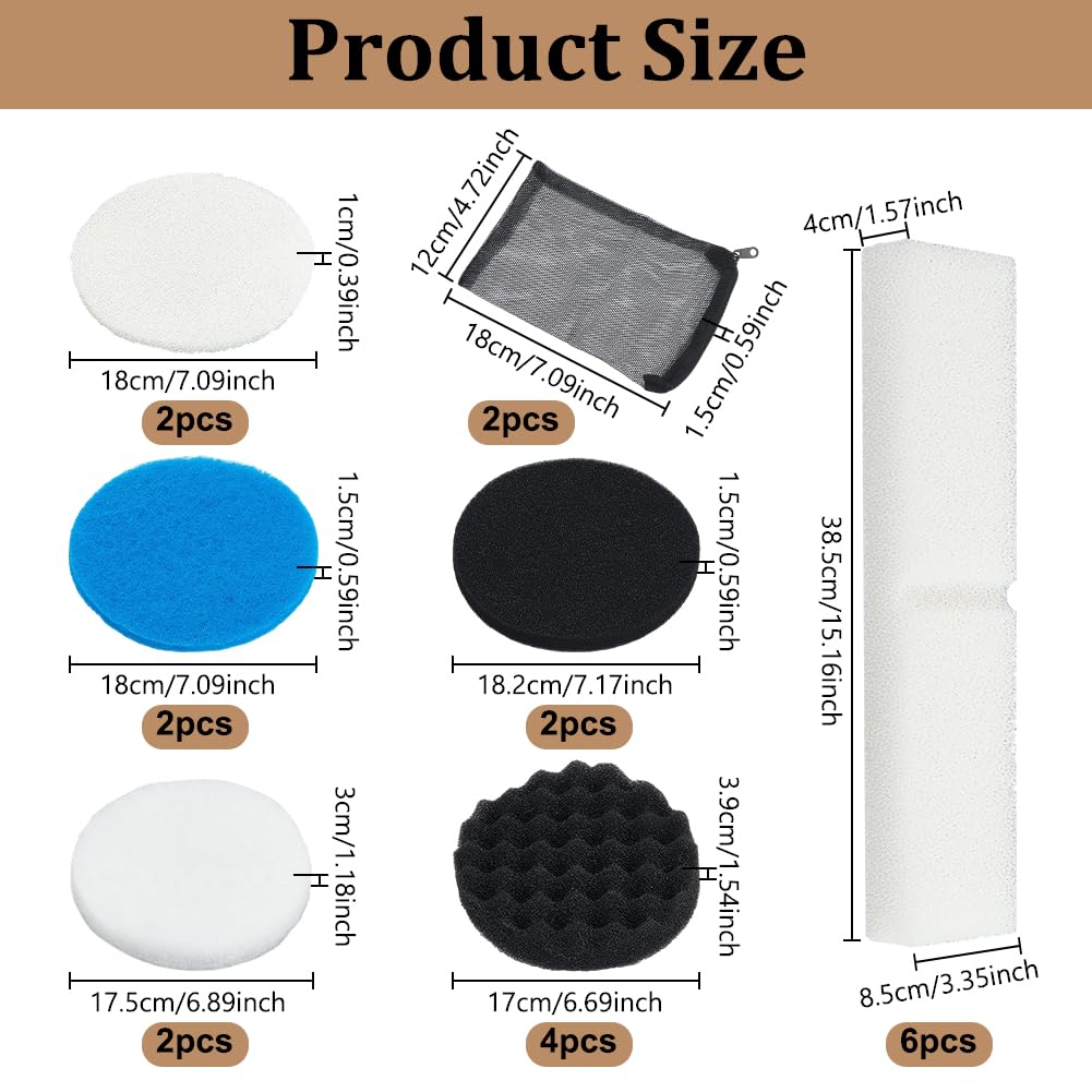 OLYCRAFT 20pcs kit de Remplacement de Supports filtreux Compatible avec Fluval Fx4 Fx5 Fx6 Inclus Filtre réservoir à Poisson 3 Couleurs Bloc Coton Charbon Actif pour Une Purification optimale l’Eau