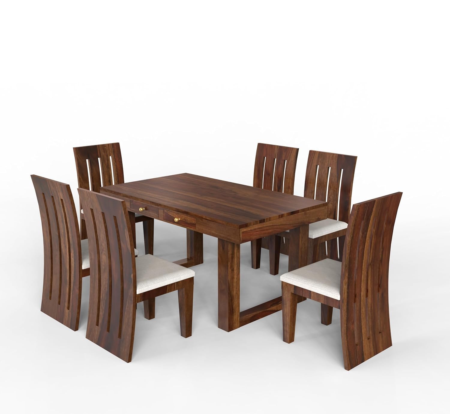 Avanti Sheesham Wood 6 Seater Dining Table with 4 Drawers Storage Wooden Dining Room Sets with 6 Cushioned Chairs for Living Room, Home, Hotel | 1 Year Warranty (Walnut)-image-45