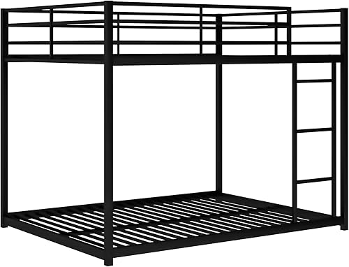 Miniatura 39 de Litera de tamaño individual sobre individual, litera baja con escalera, litera de metal con barandillas, marco de cama de metal resistente para