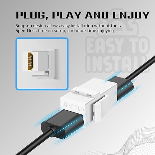 Miniatura 6 de TNP USB 3.0 Keystone Jack Insert - Conector USB Keystone hembra a hembra adaptador compatible con Superspeed USB 3.0 y puerto USB 2.0 para panel de