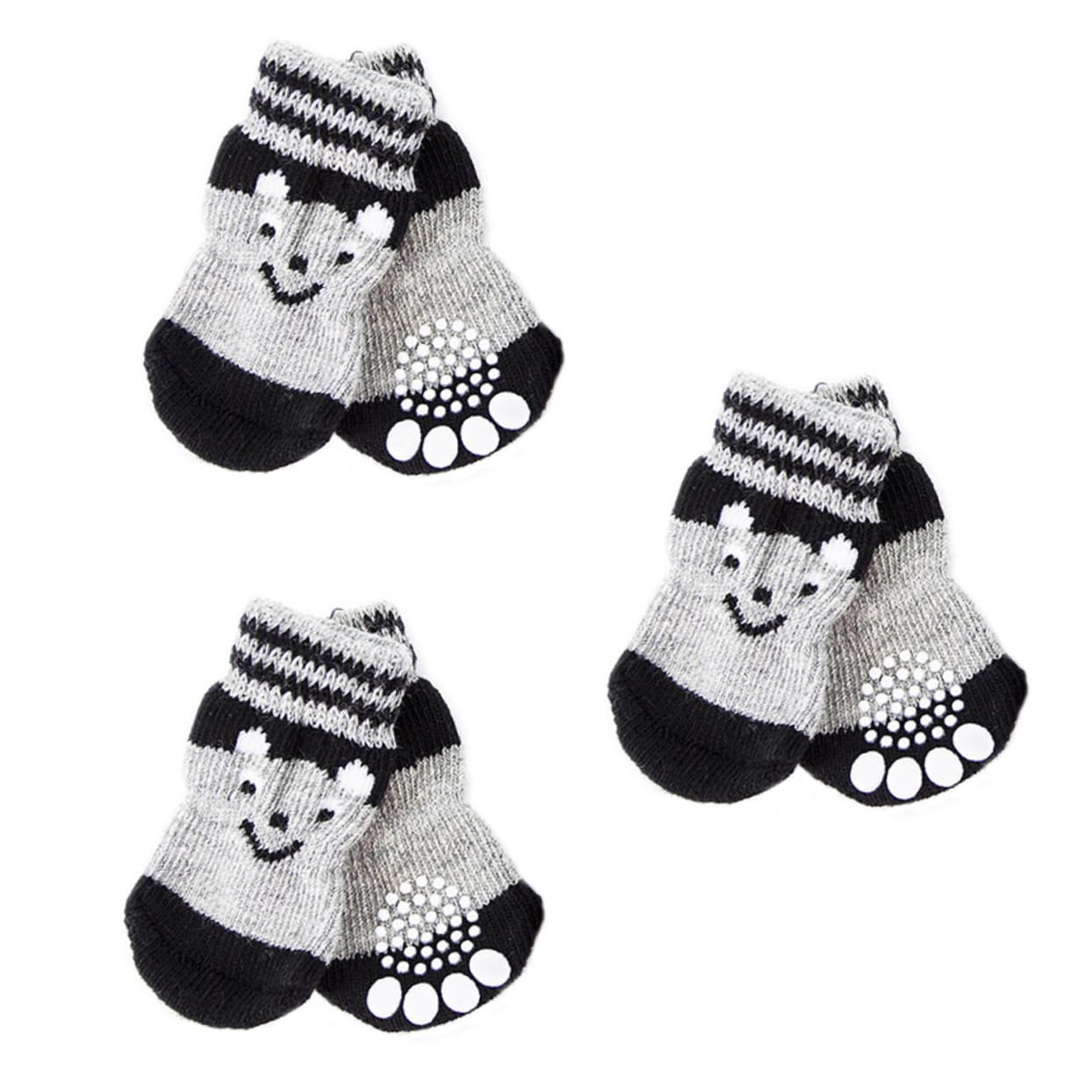 HANABASS 3Pairs Slip Dog Socks for Paw Protection Warm Footwear Non Skid Traction for Indoor Use for Small to Pets Adorable Design