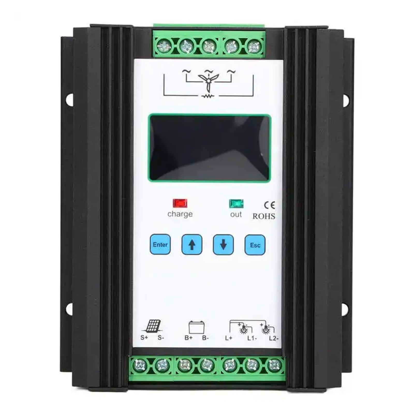controlador solar, Controlador híbrido eólico Solar, Control intelinte Digital, regulador Solar eólico, 24V CC, 12V, 600W
